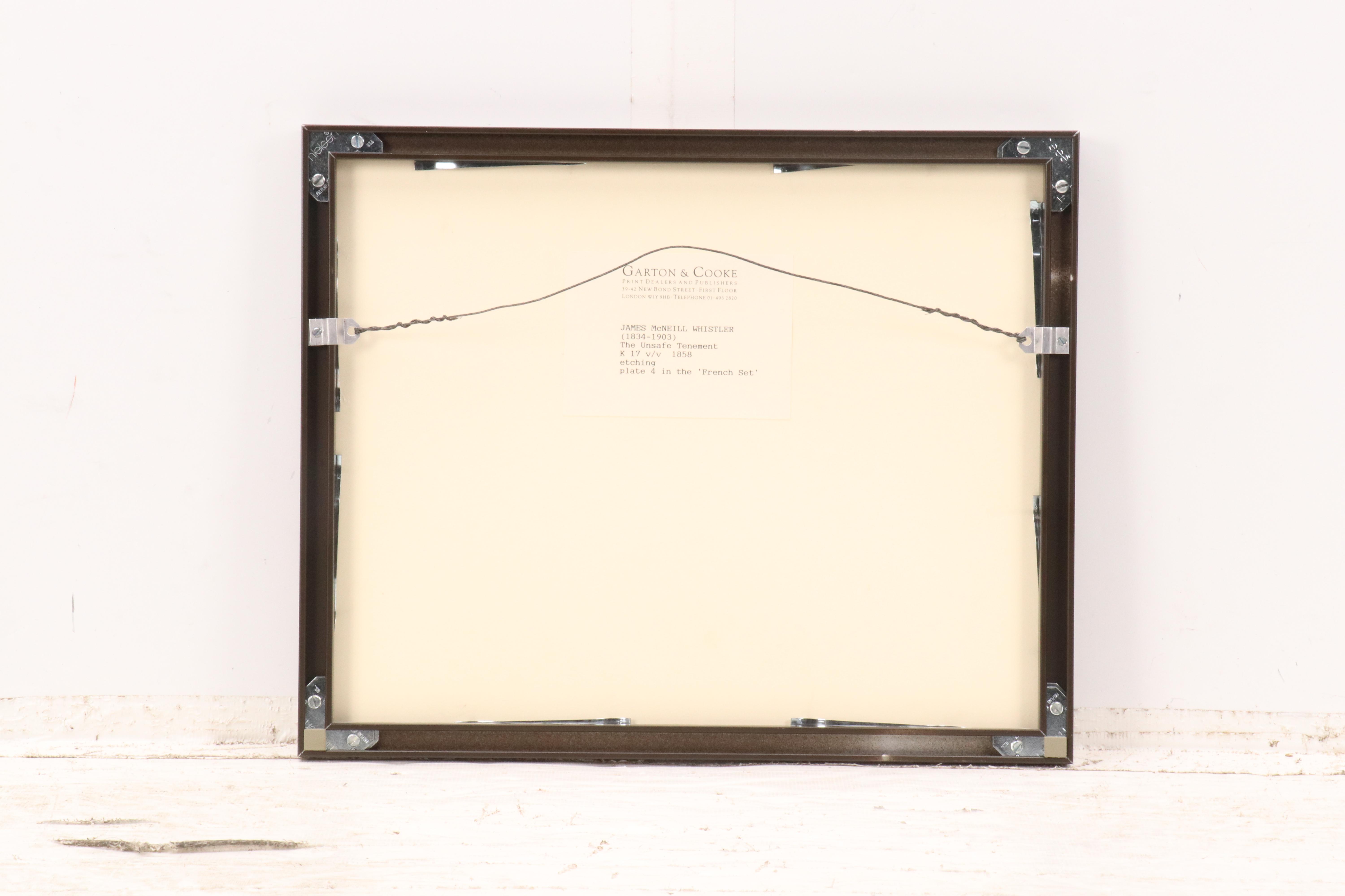 James Abbott McNeill Whistler Etching "The Unsafe Tenement," 1858