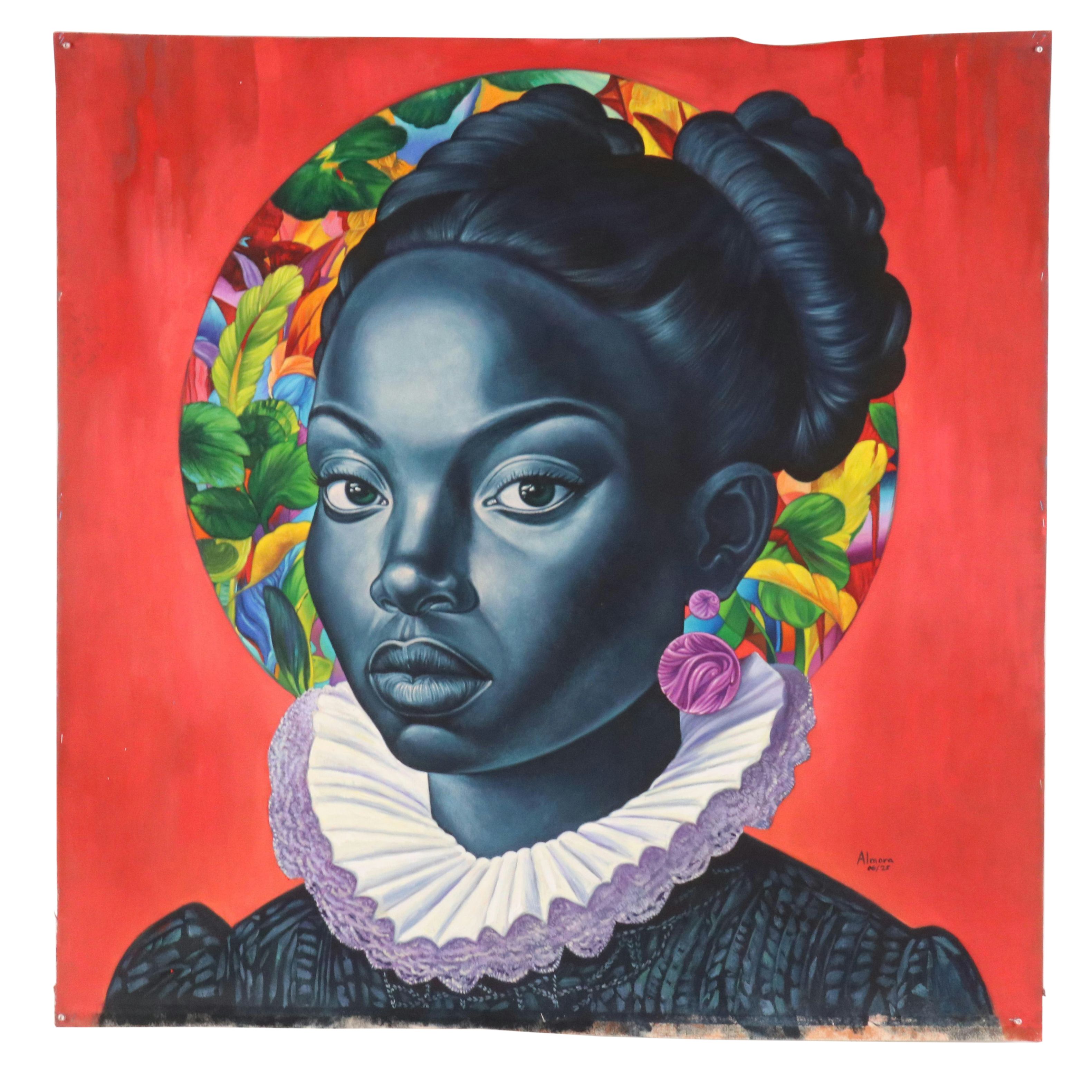 Osmel Almora Miró Oil Painting "AfroFuturism in Classical Elegance," 2025