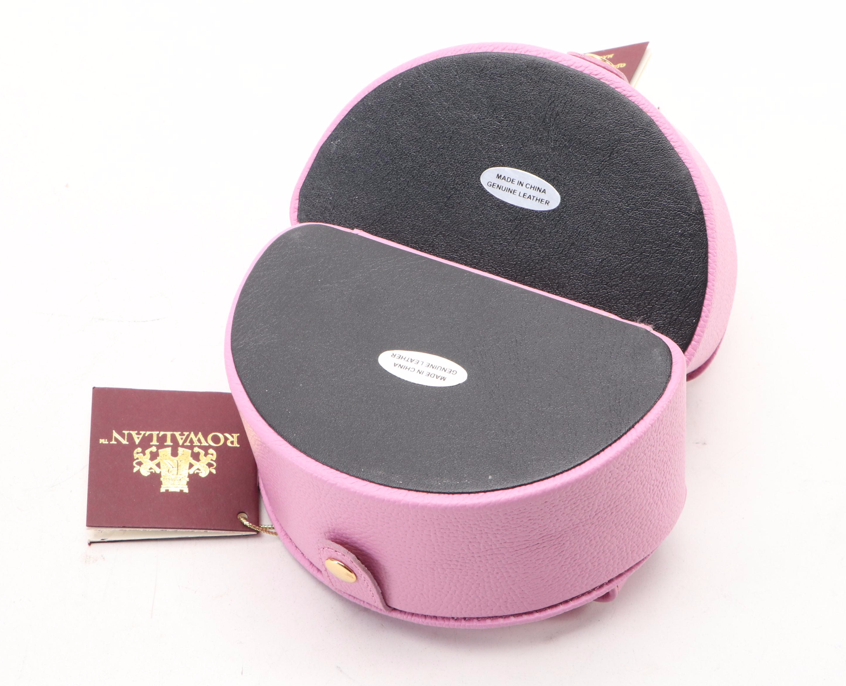 Rowallan Pink Heart-Shaped Leather Travel Jewelry Cases