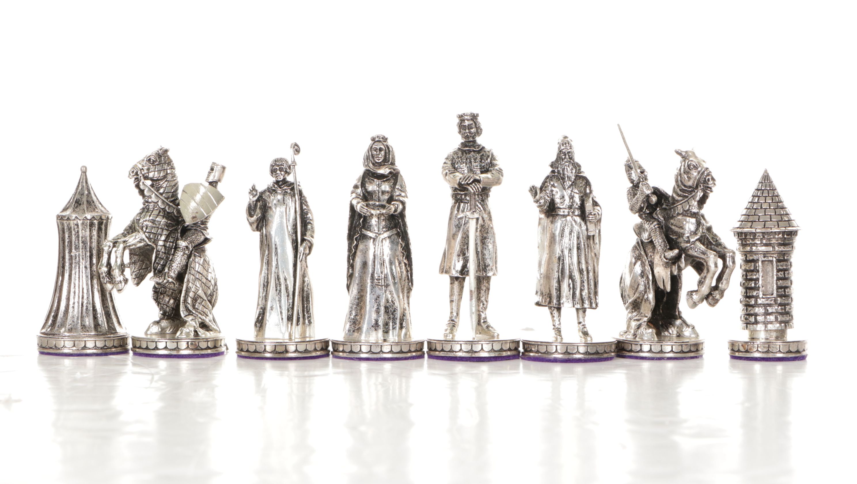 "Tournament At Camelot" Chess Set by Franklin Mint with Pewter Playing Pieces