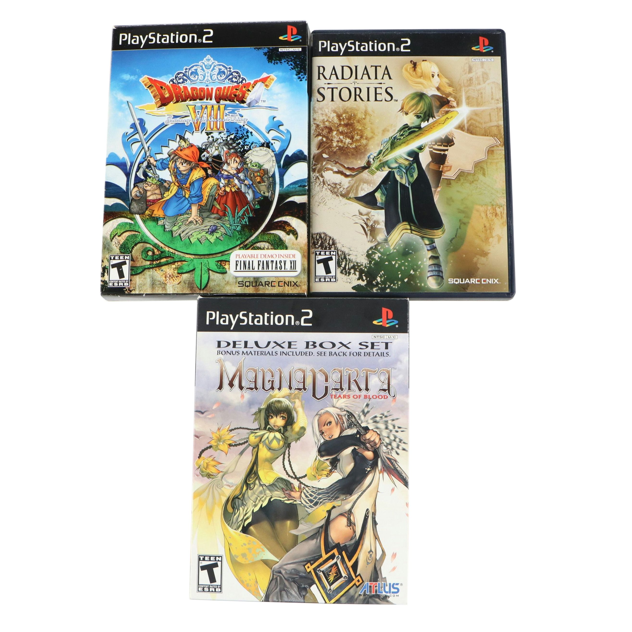 Radiata Stories, Dragon Quest VIII, and Magna Carta PlayStation 2 Video Games