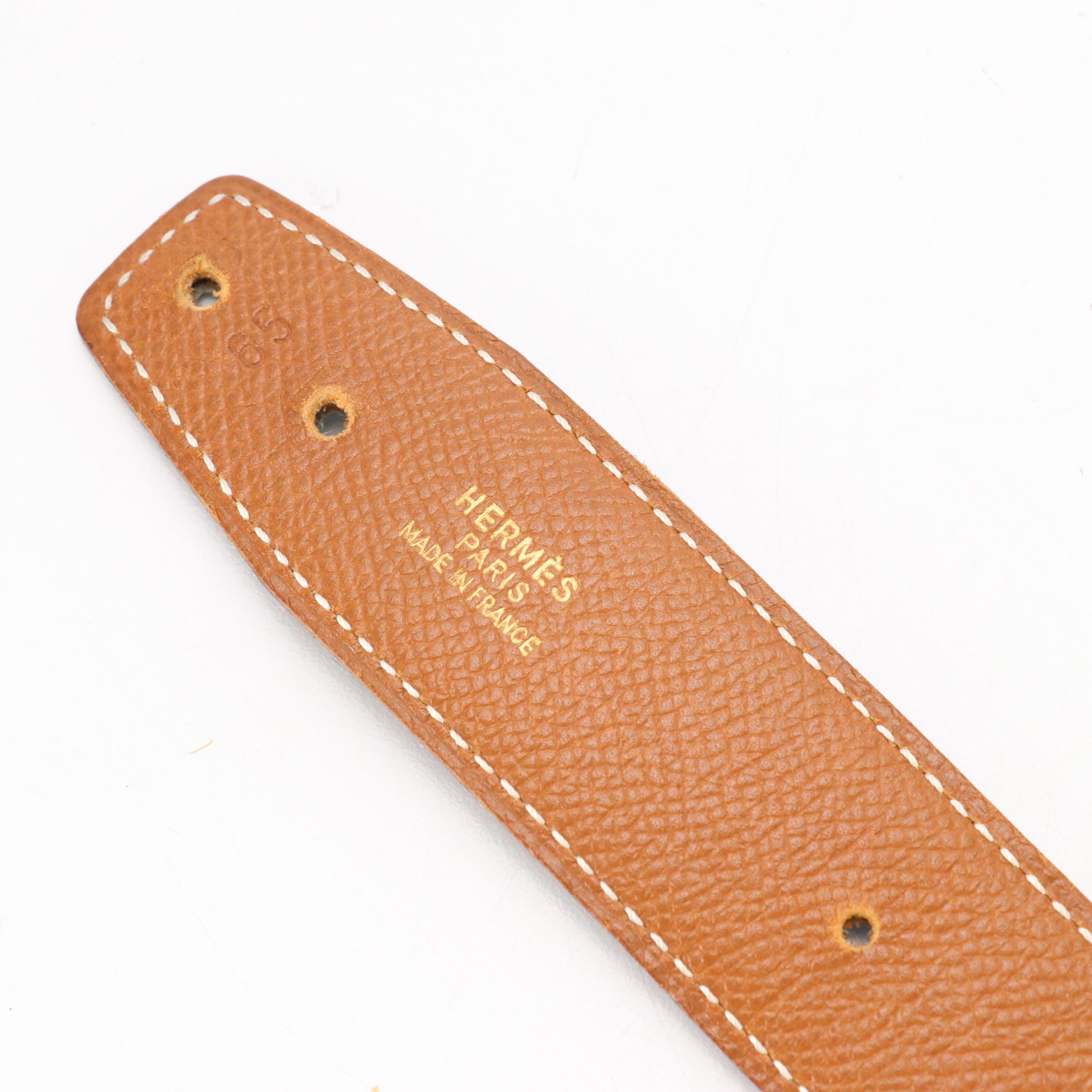 Hermès H Constance Reversible Black/Brown Leather Belt in Box