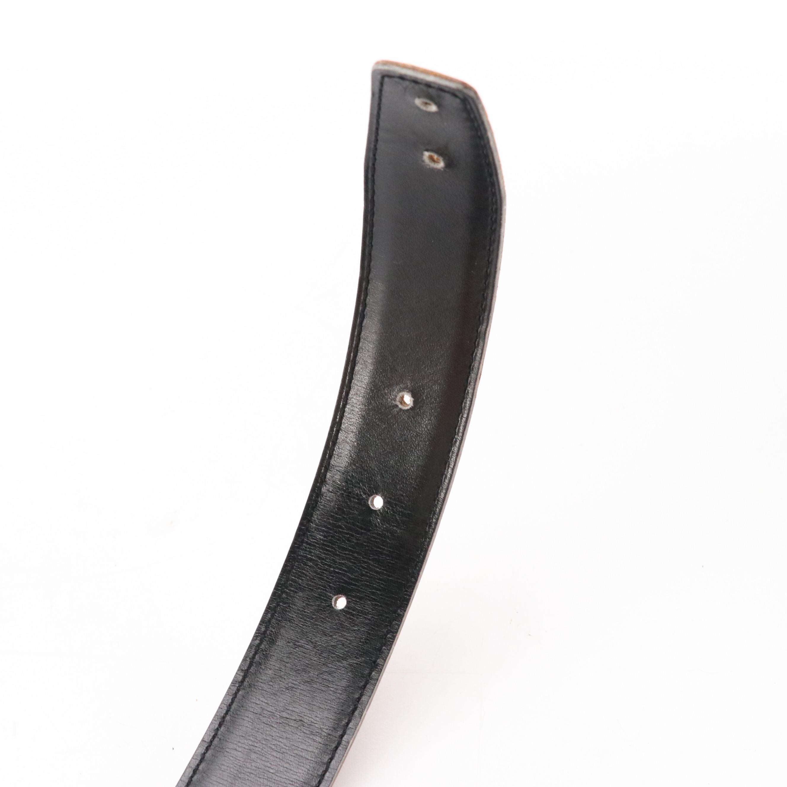 Hermès H Constance Reversible Black/Brown Leather Belt in Box