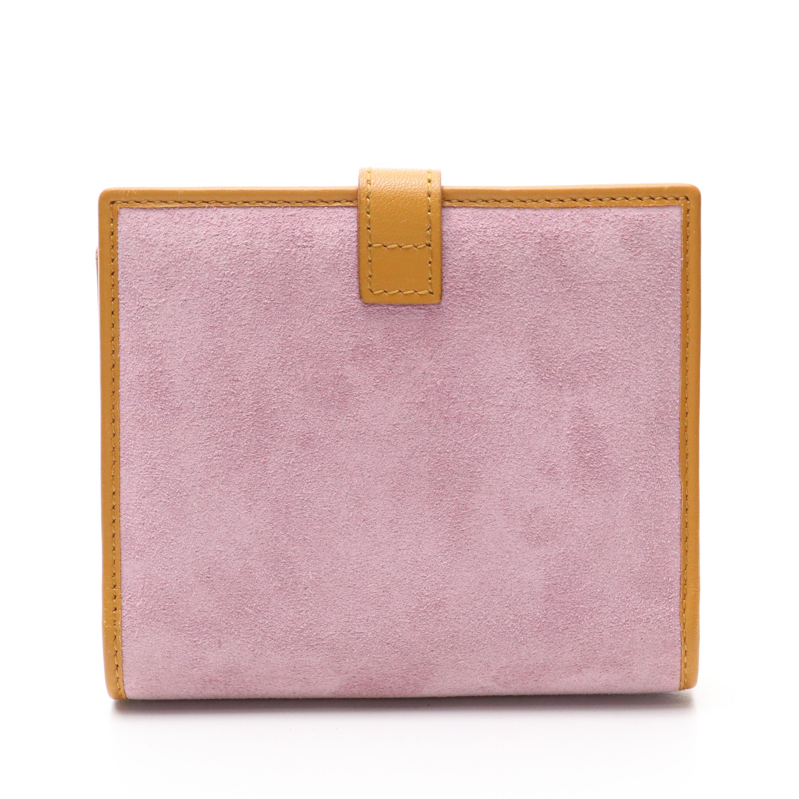 Gucci Piston Lock Mini Notebook Cover in Lilac Suede and Brown Leather Trim