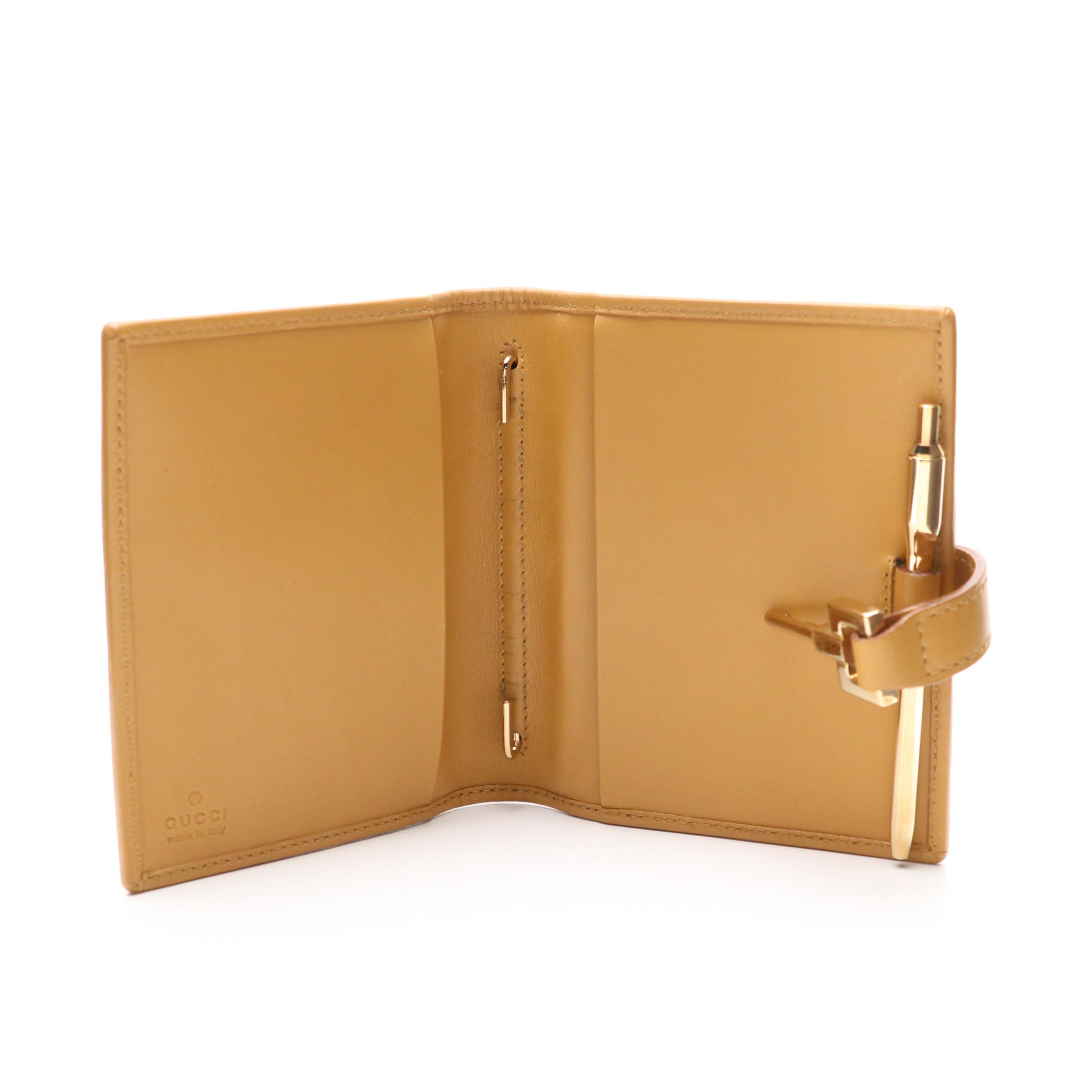 Gucci Piston Lock Mini Notebook Cover in Lilac Suede and Brown Leather Trim