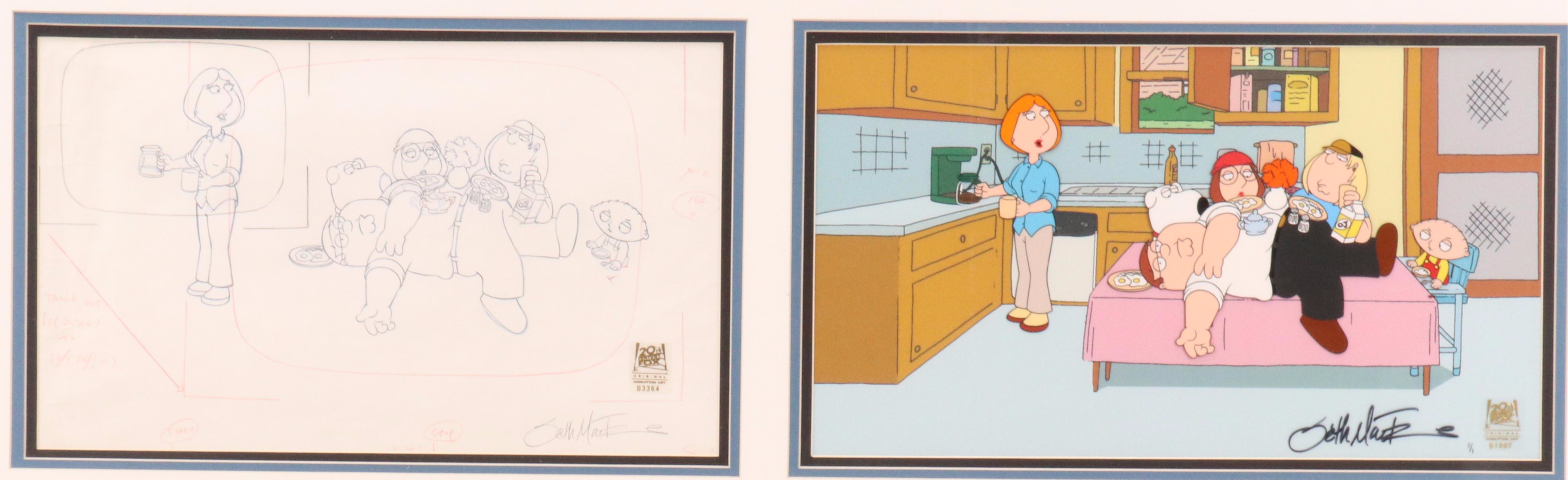 Seth MacFarlane Hand-Painted "Family Guy" Animation Cel and Production Art