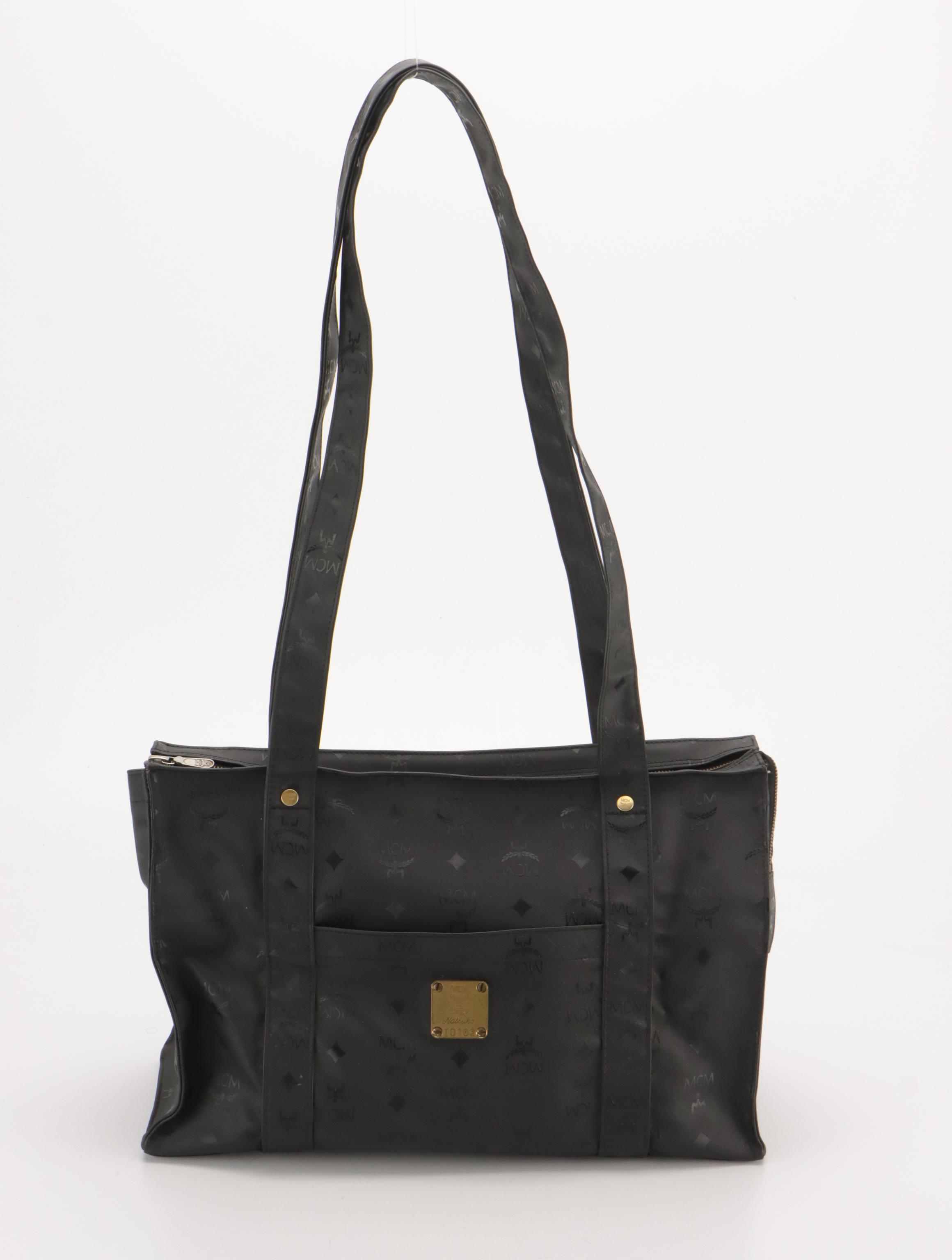 MCM Tote in Black Visetos Nylon Canvas