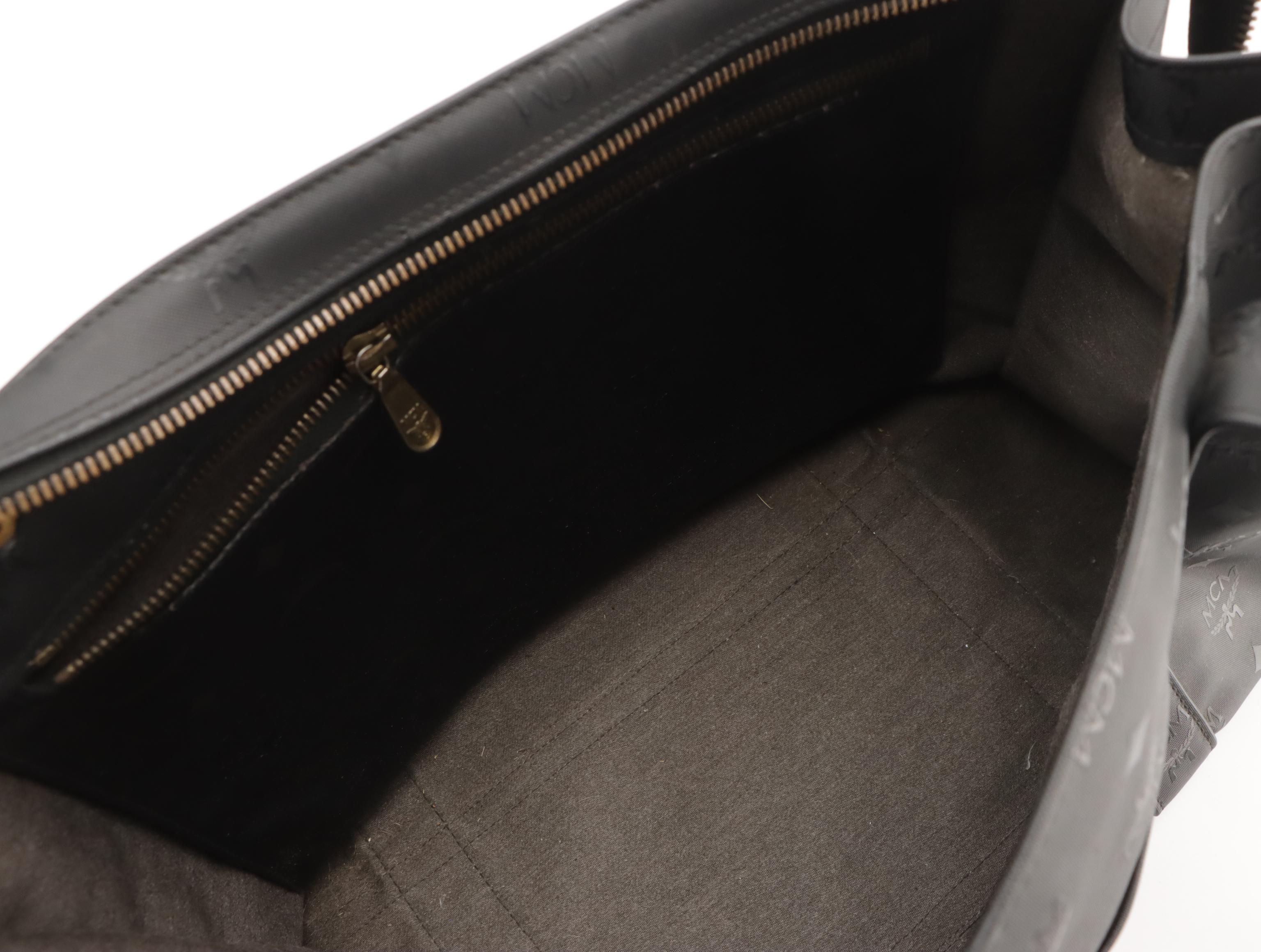 MCM Tote in Black Visetos Nylon Canvas