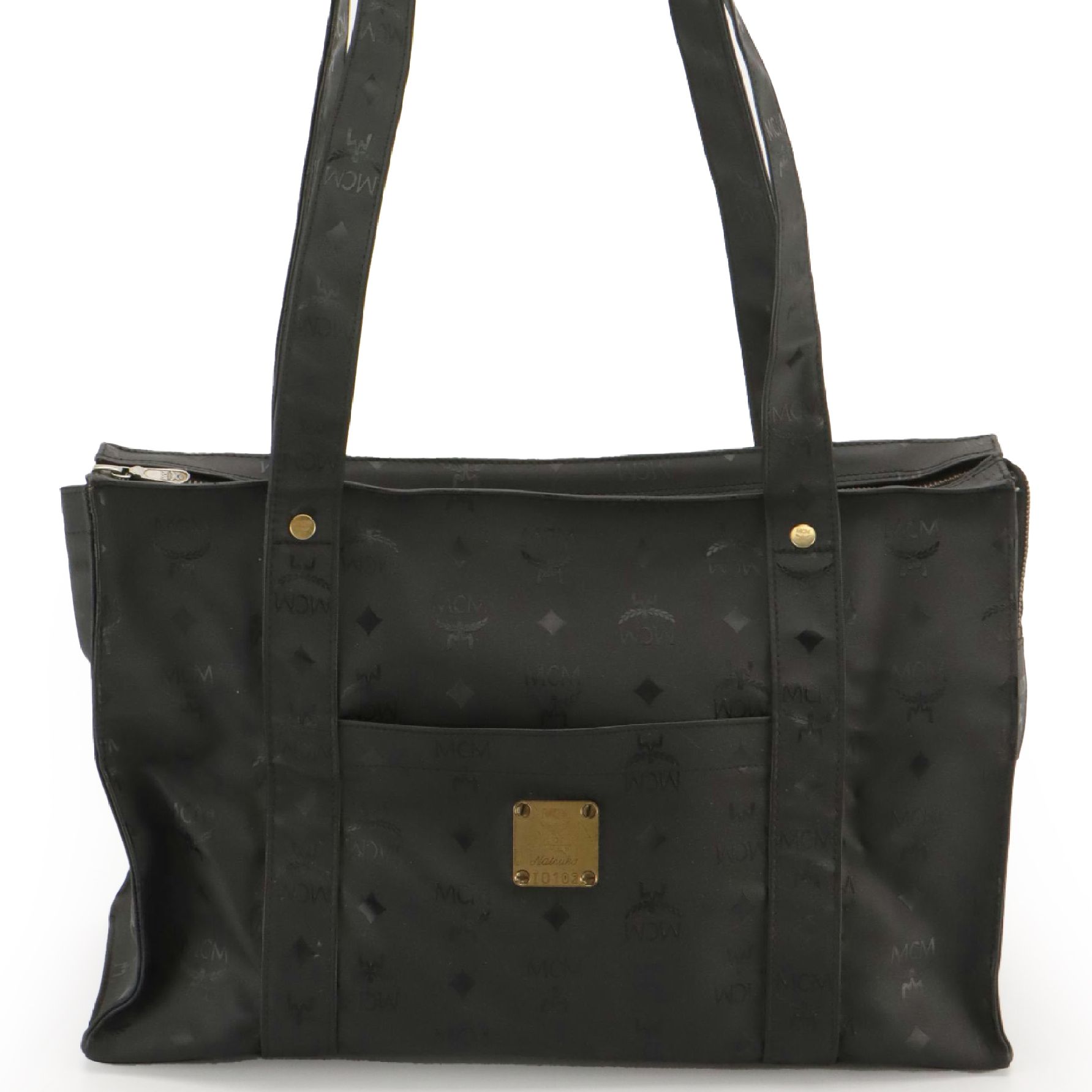 MCM Tote in Black Visetos Nylon Canvas