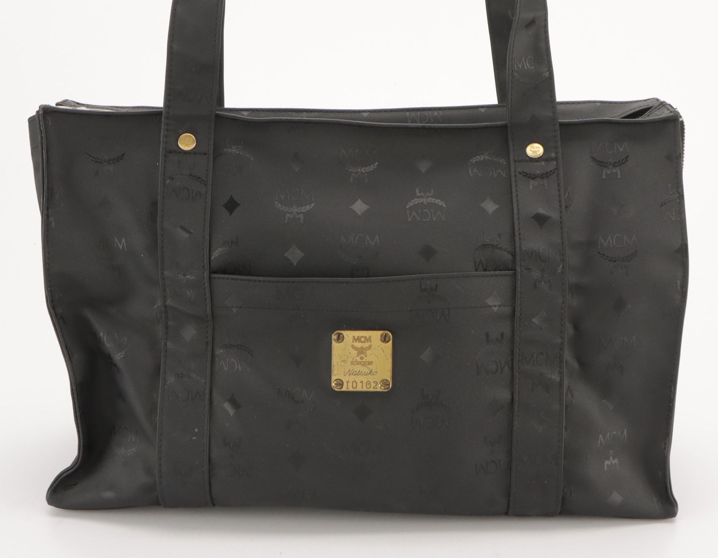 MCM Tote in Black Visetos Nylon Canvas