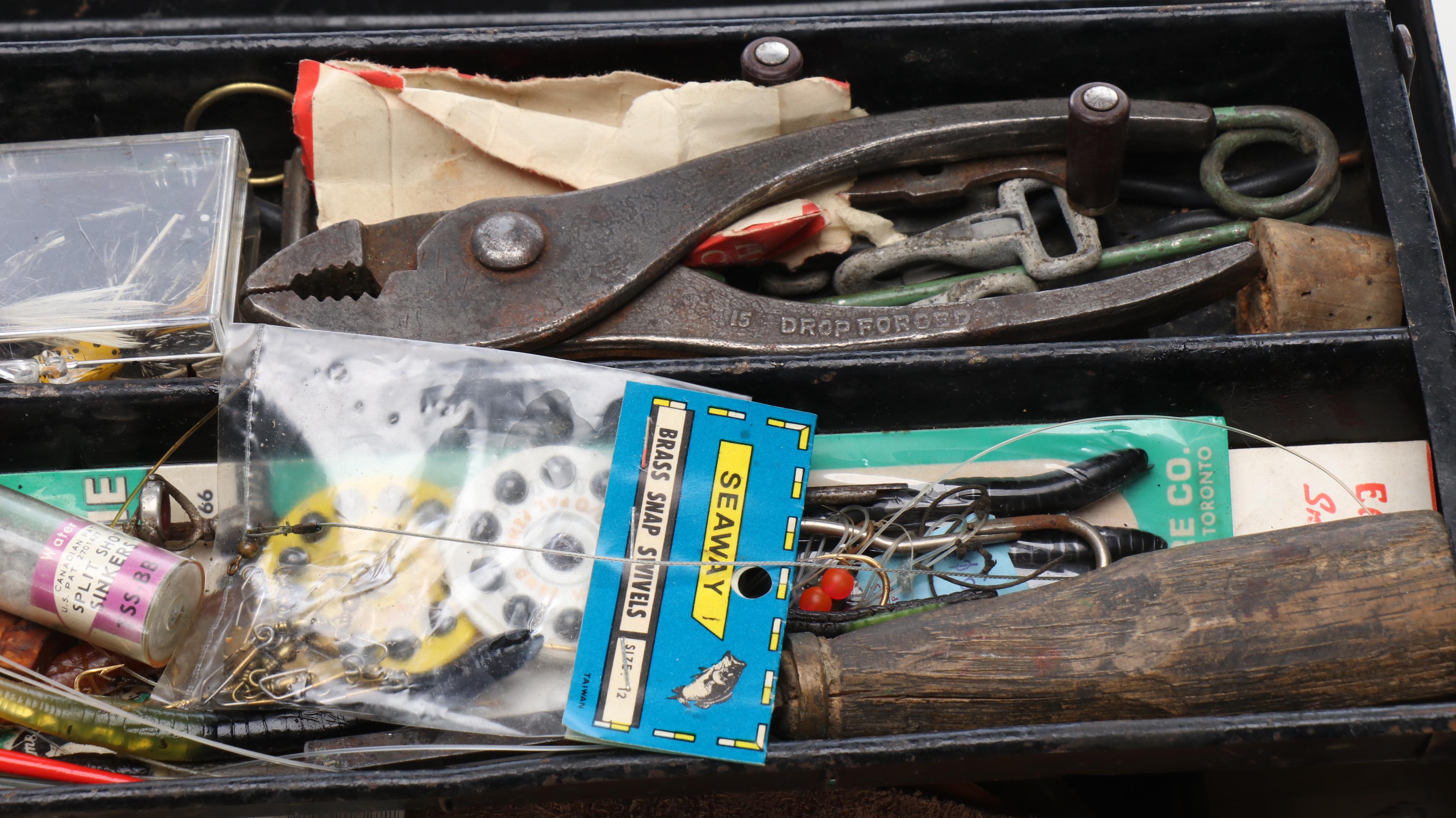 Metal Tackle Box with Fishing Accessories