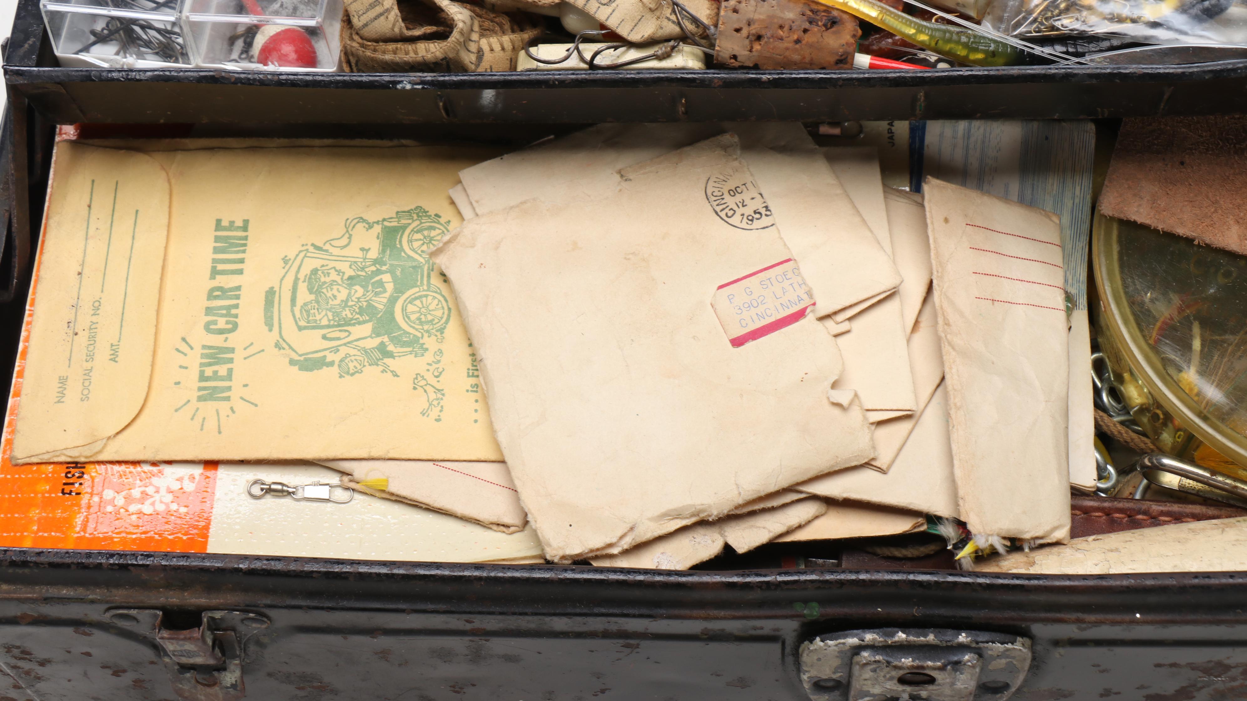 Metal Tackle Box with Fishing Accessories