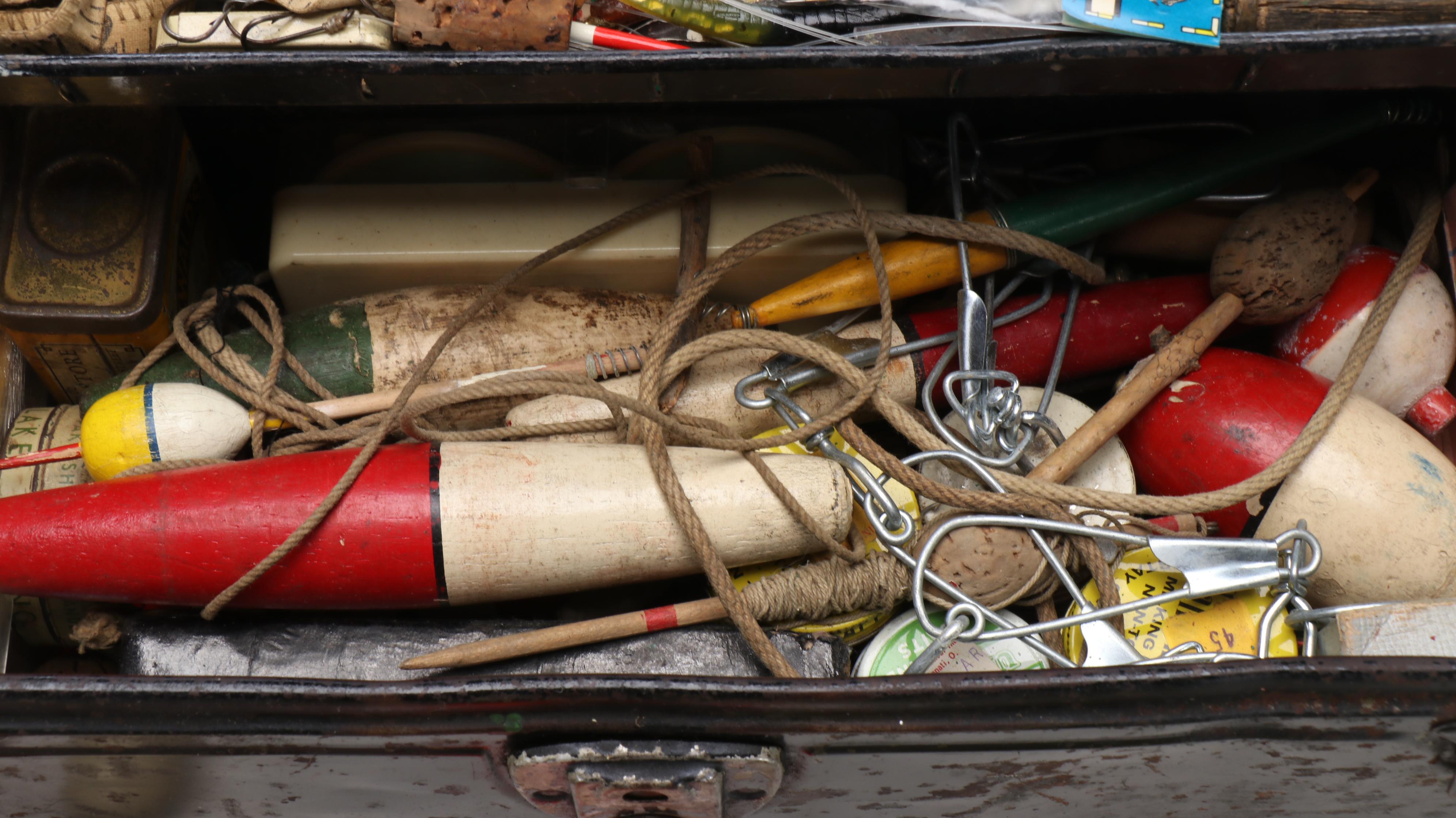 Metal Tackle Box with Fishing Accessories