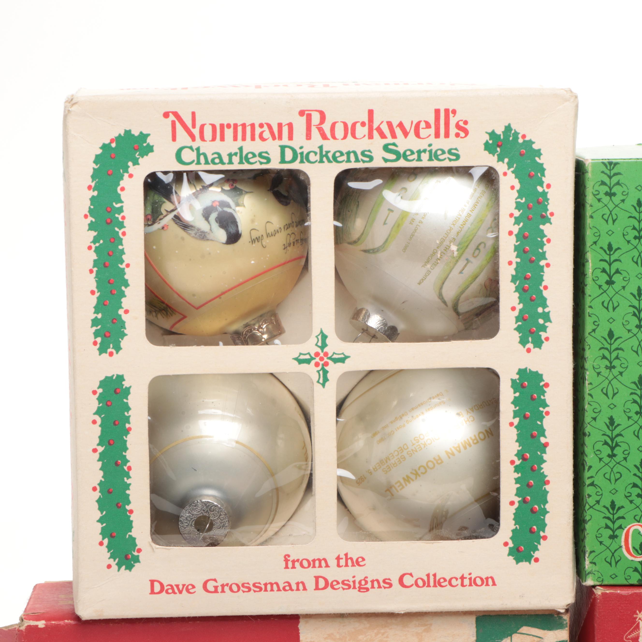 Norman Rockwell's Charles Dickens Series and More Glass Christmas Tree Ornaments
