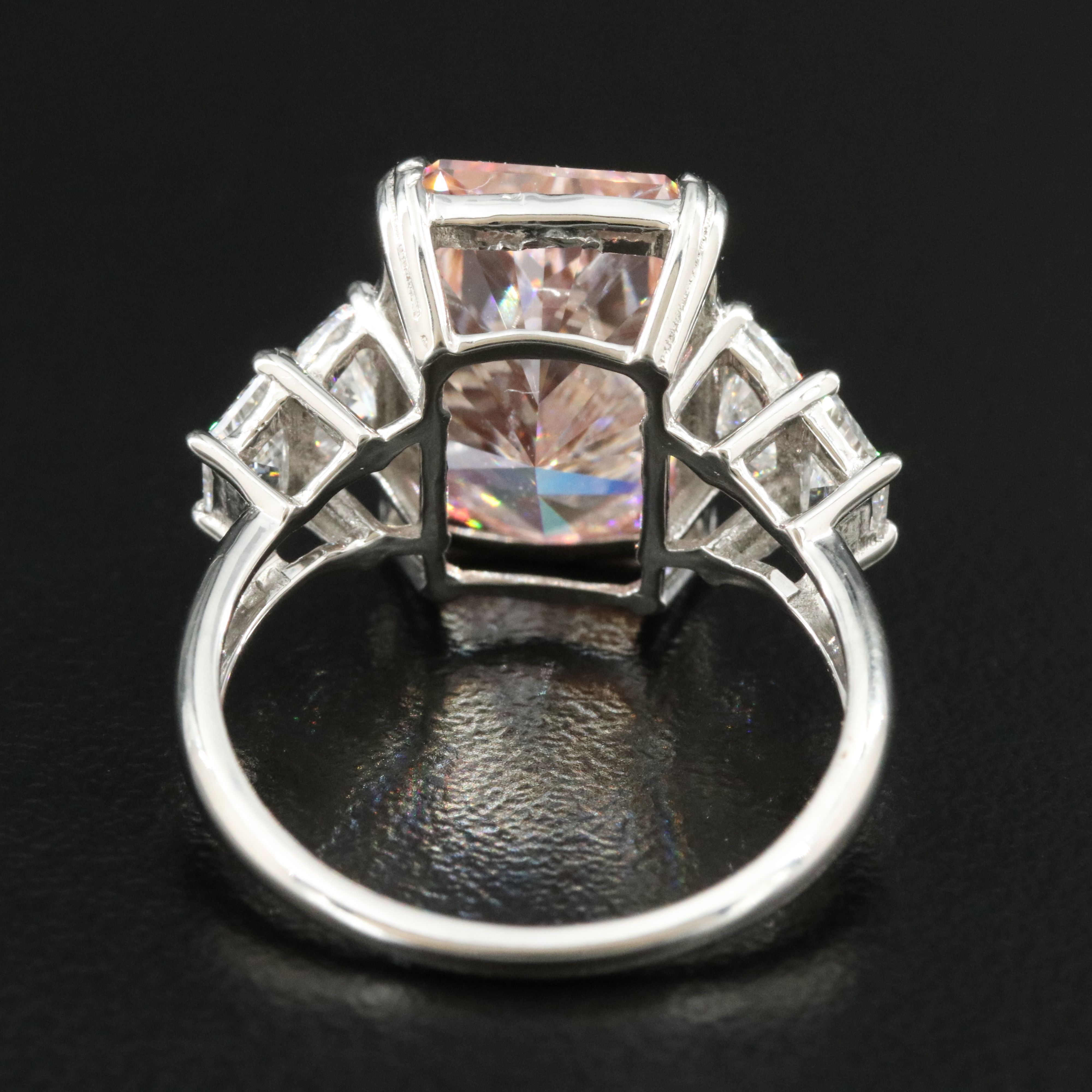 Platinum 7.95 CTW Lab Grown Diamond Ring with IGI Report and Fancy Pink Center