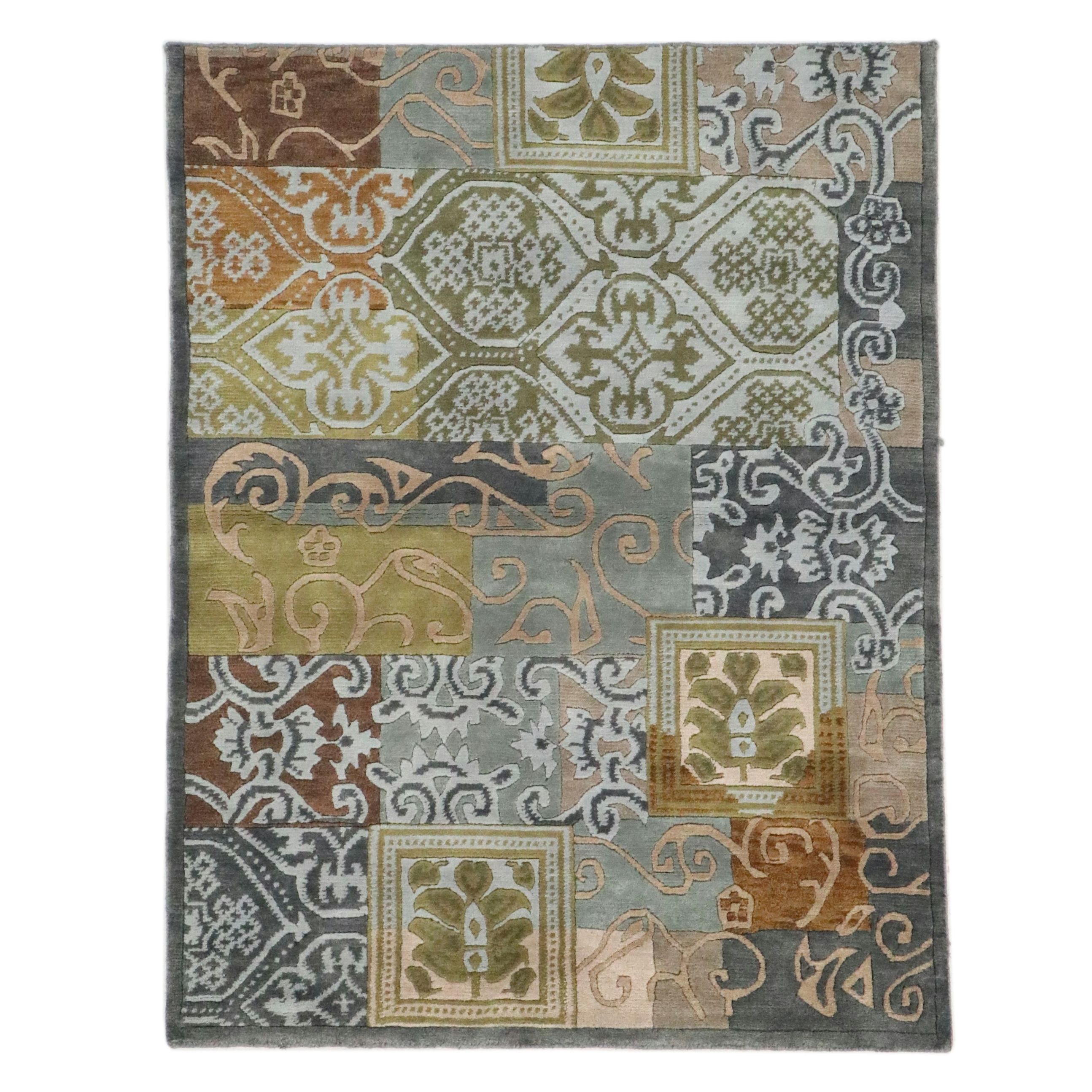 4'1 x 5'3 Hand-Knotted Tibetan Contemporary Area Rug