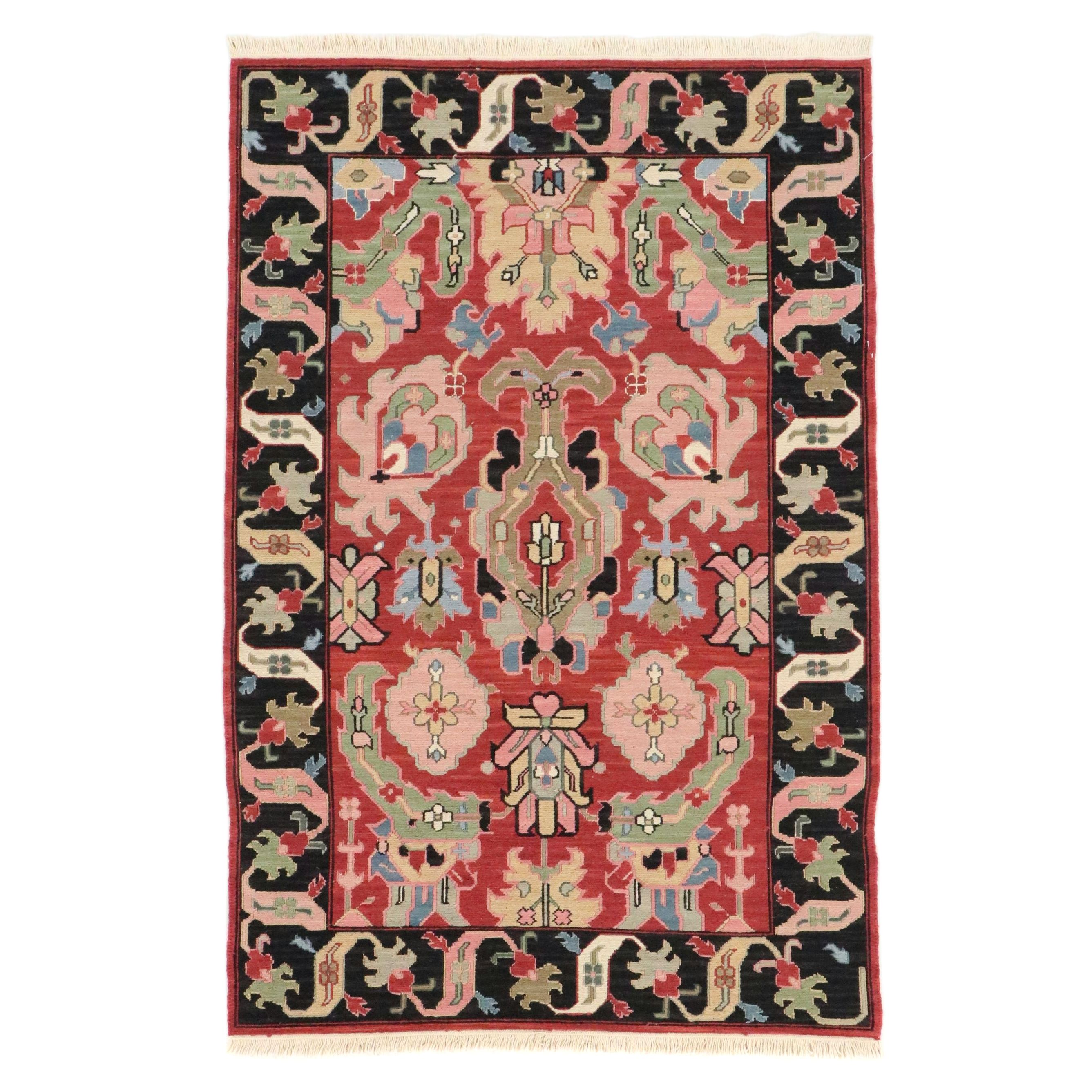 3'11 x 6'1 Handwoven Indian Soumak Area Rug