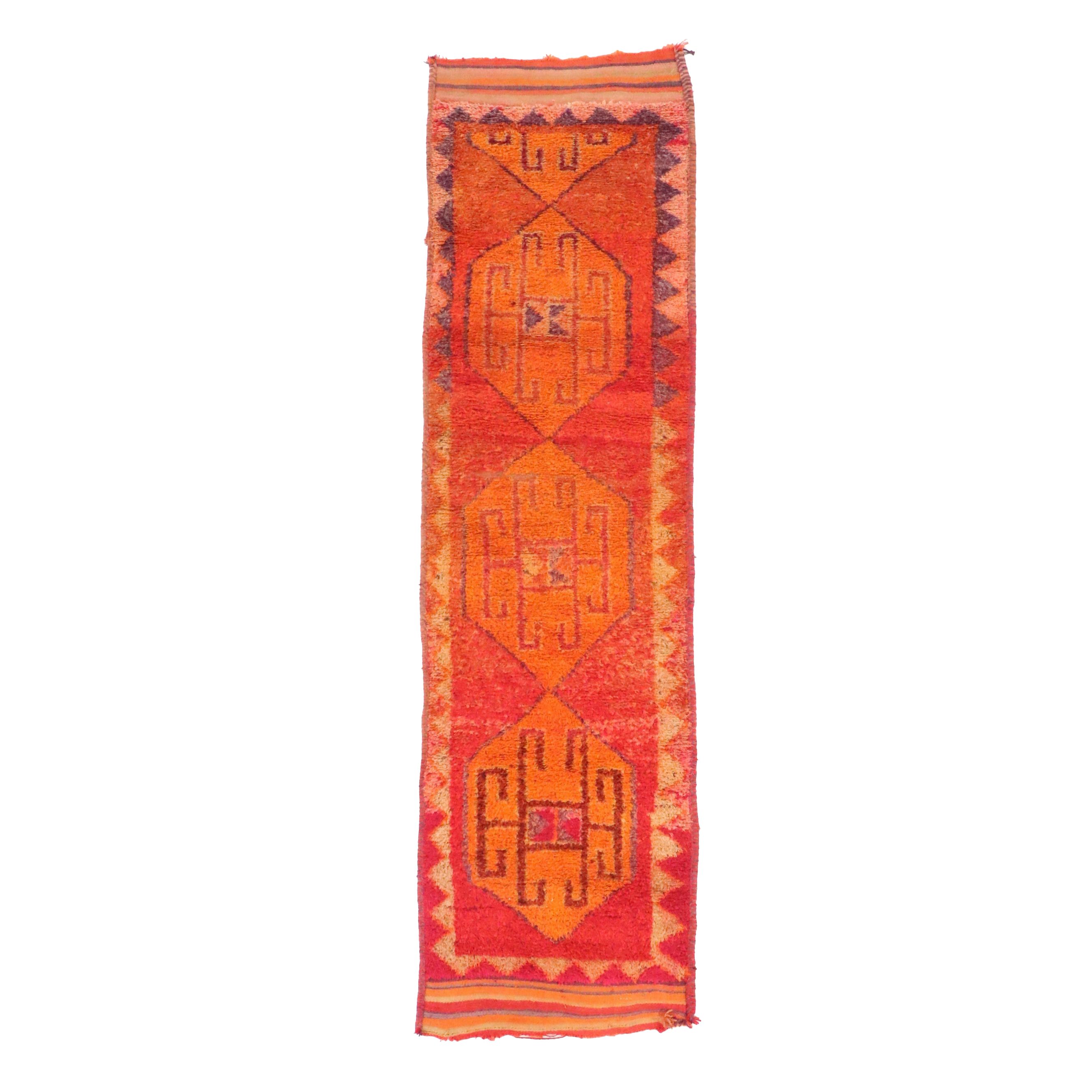 3'4 x 11'11 Hand-Knotted Moroccan Berber Long Rug