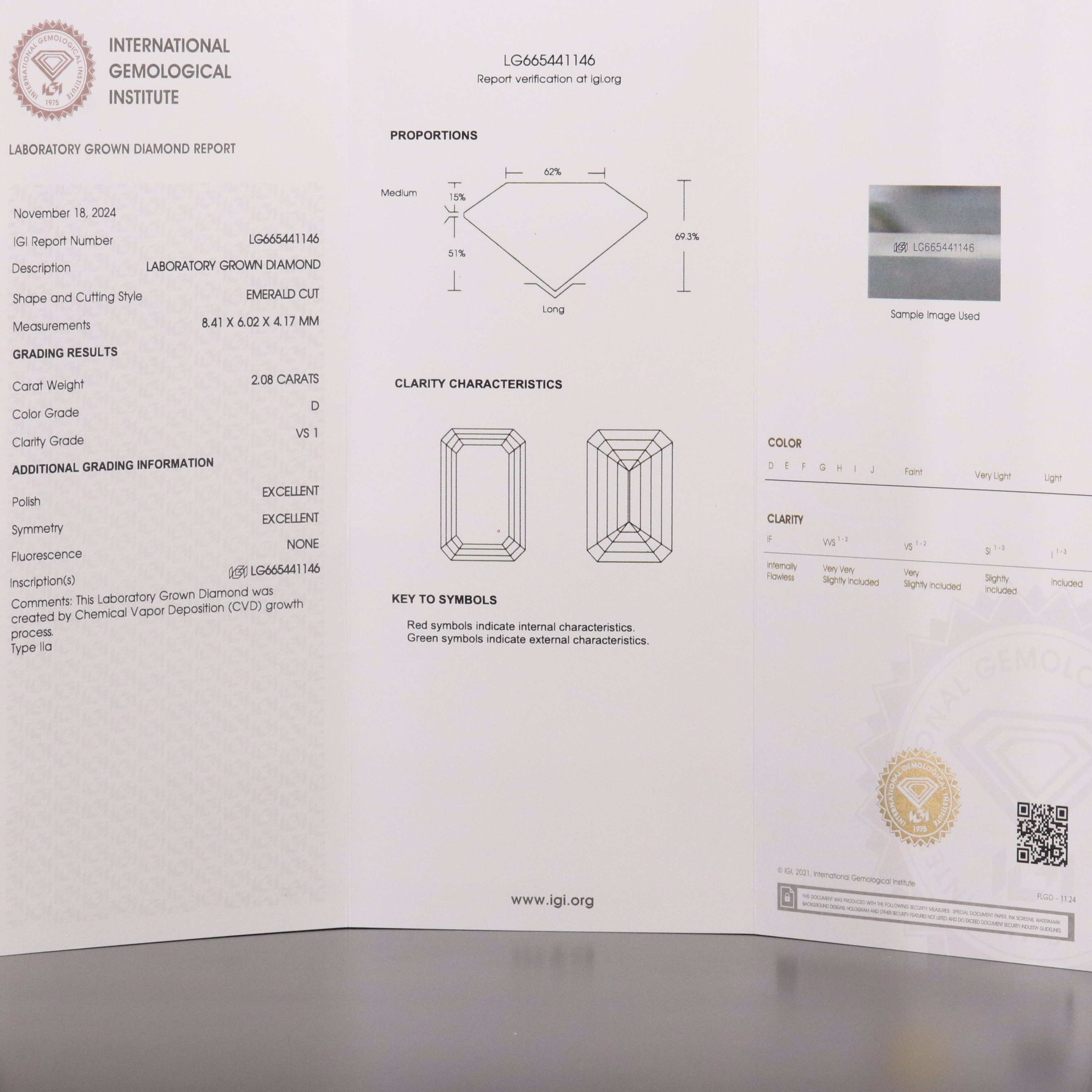 Loose 2.08 CT Lab Grown Diamond with IGI Report
