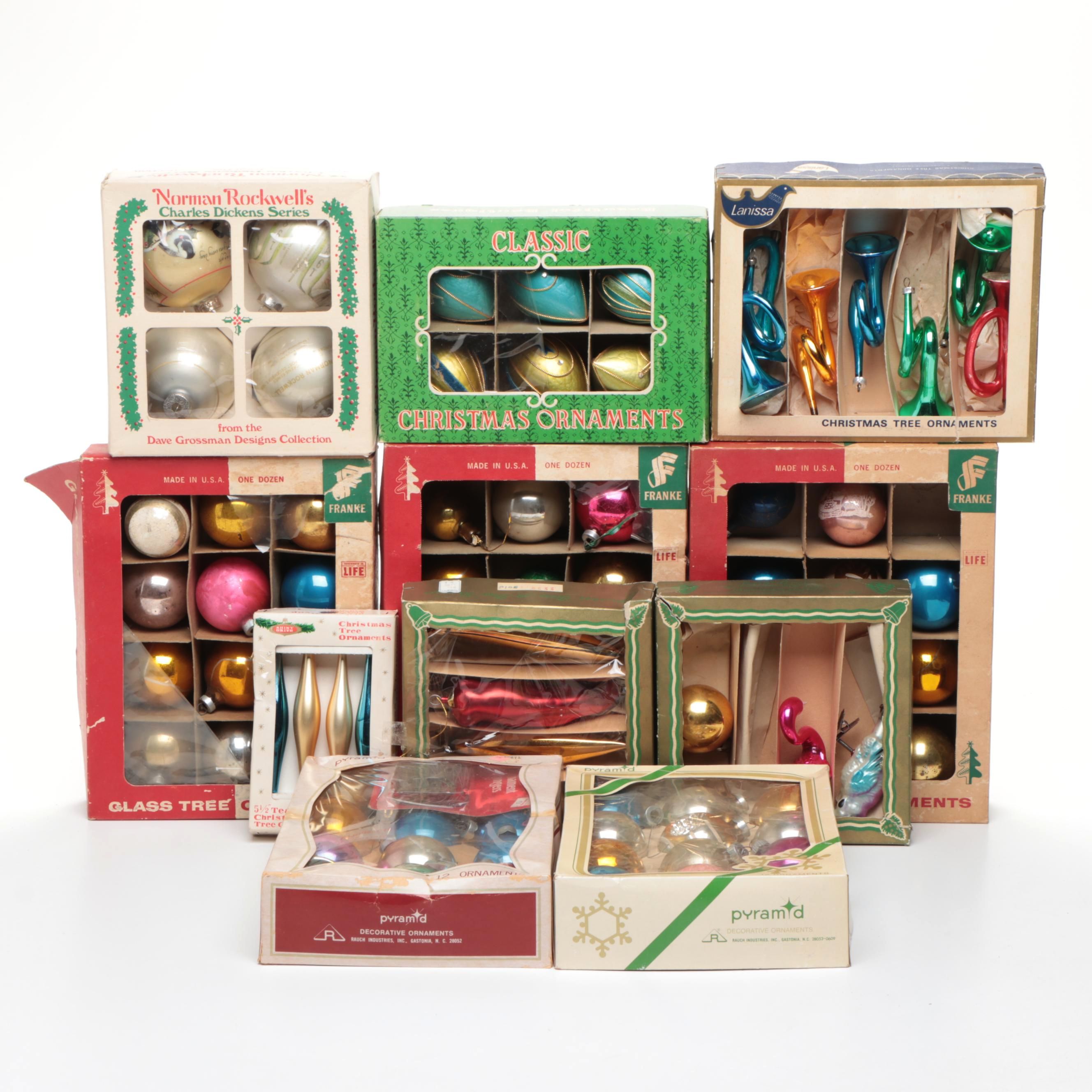 Norman Rockwell's Charles Dickens Series and More Glass Christmas Tree Ornaments