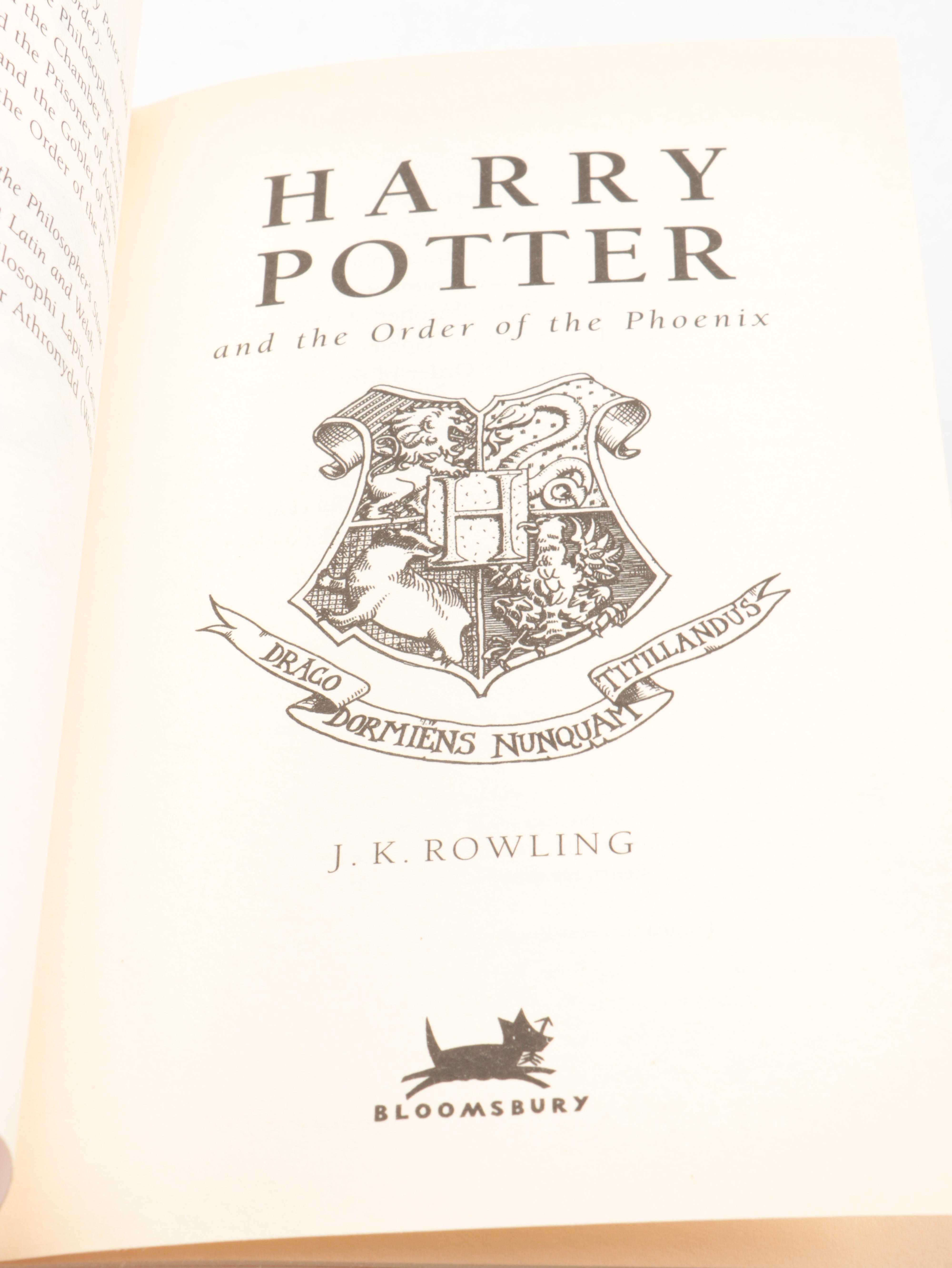 First UK Edition "Harry Potter and the Order of the Phoenix" by J. K. Rowling
