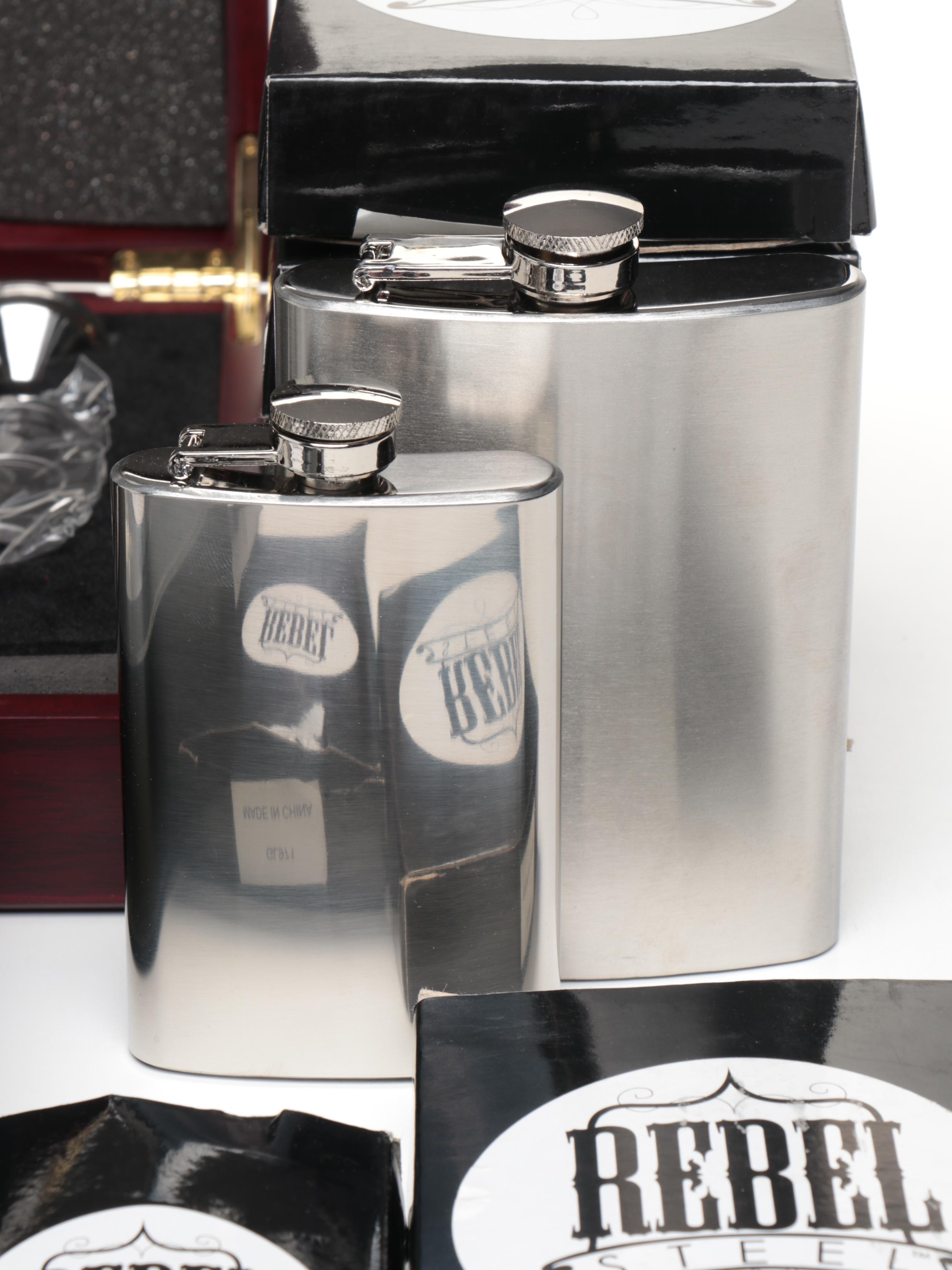 Rebel Stainless Steel with Other Flasks and Accessories