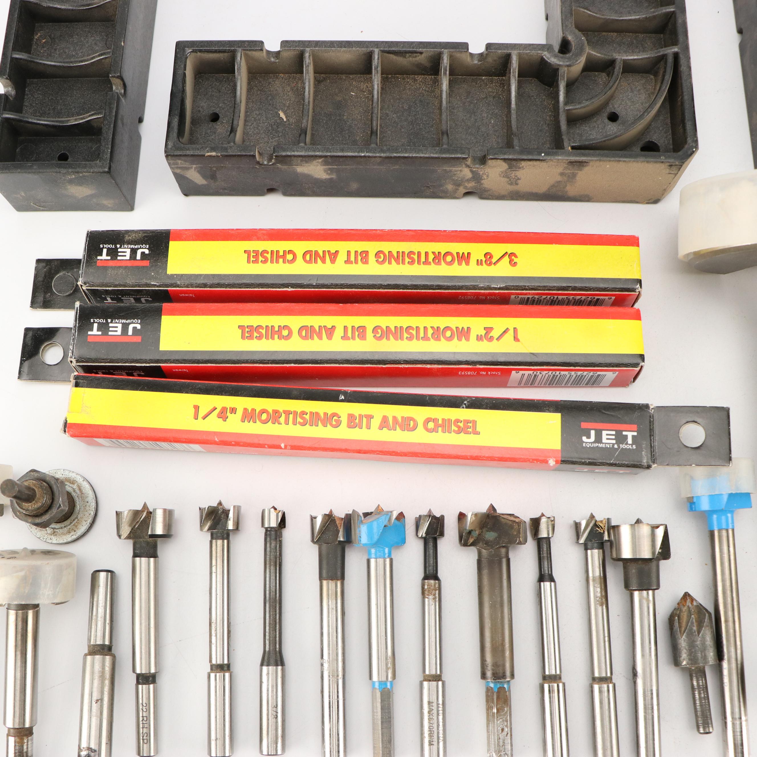 JET Mortising Bit & Chisels with Rockler Clampit Assembly Squares and Drill Bits