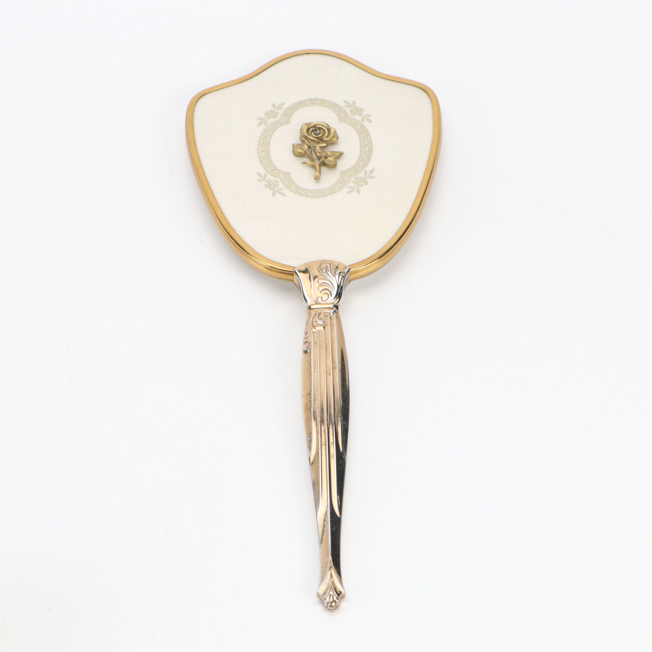 Vanity Tools Including Hand Mirror, Brushes, Hand-Painted Compact and More