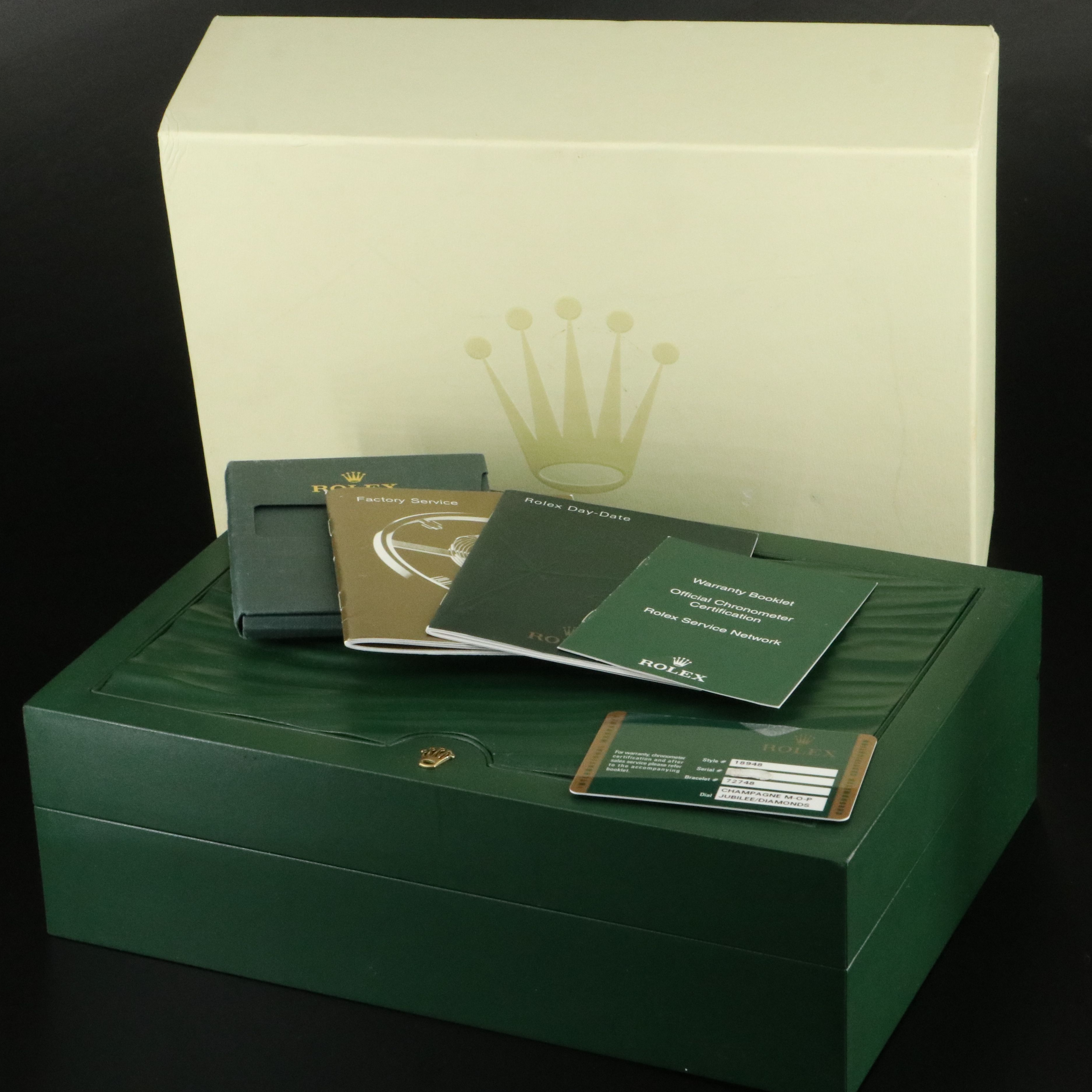 Rolex Day-Date Masterpiece 18948 2.75 CTW Diamond 18K Gold Watch c.2007