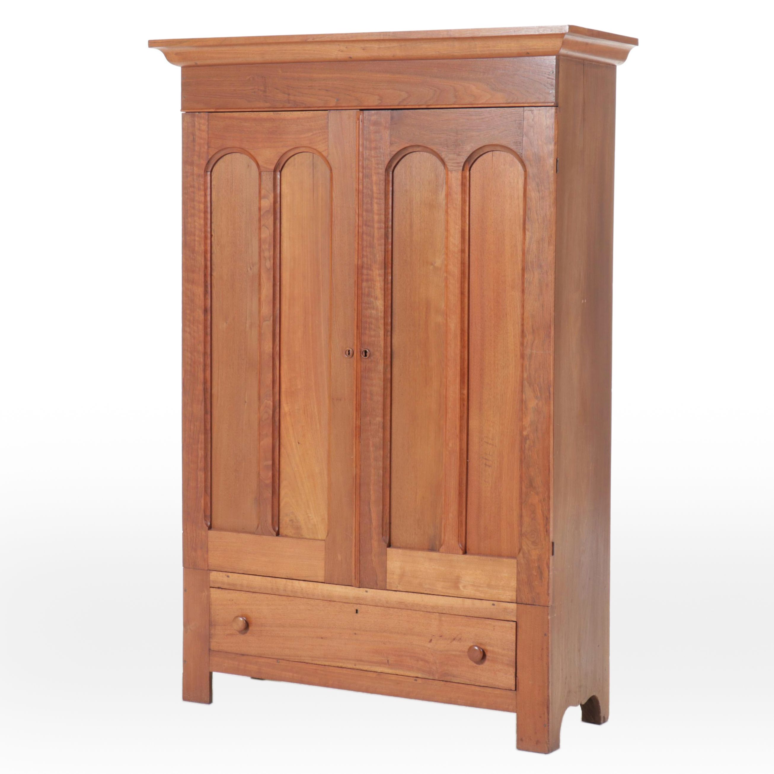Early American Style Walnut Wardrobe, 19th Century