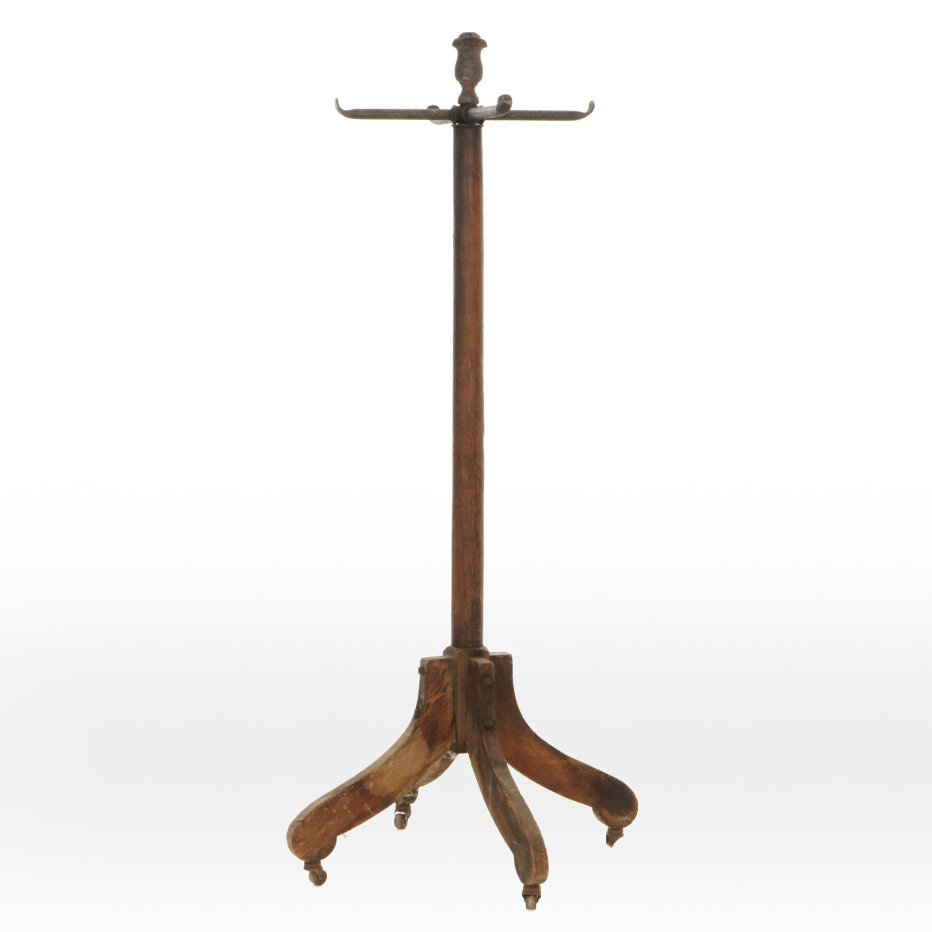 Arts & Crafts Style Coat Stand on Wheels, Early to Mid 20th C.