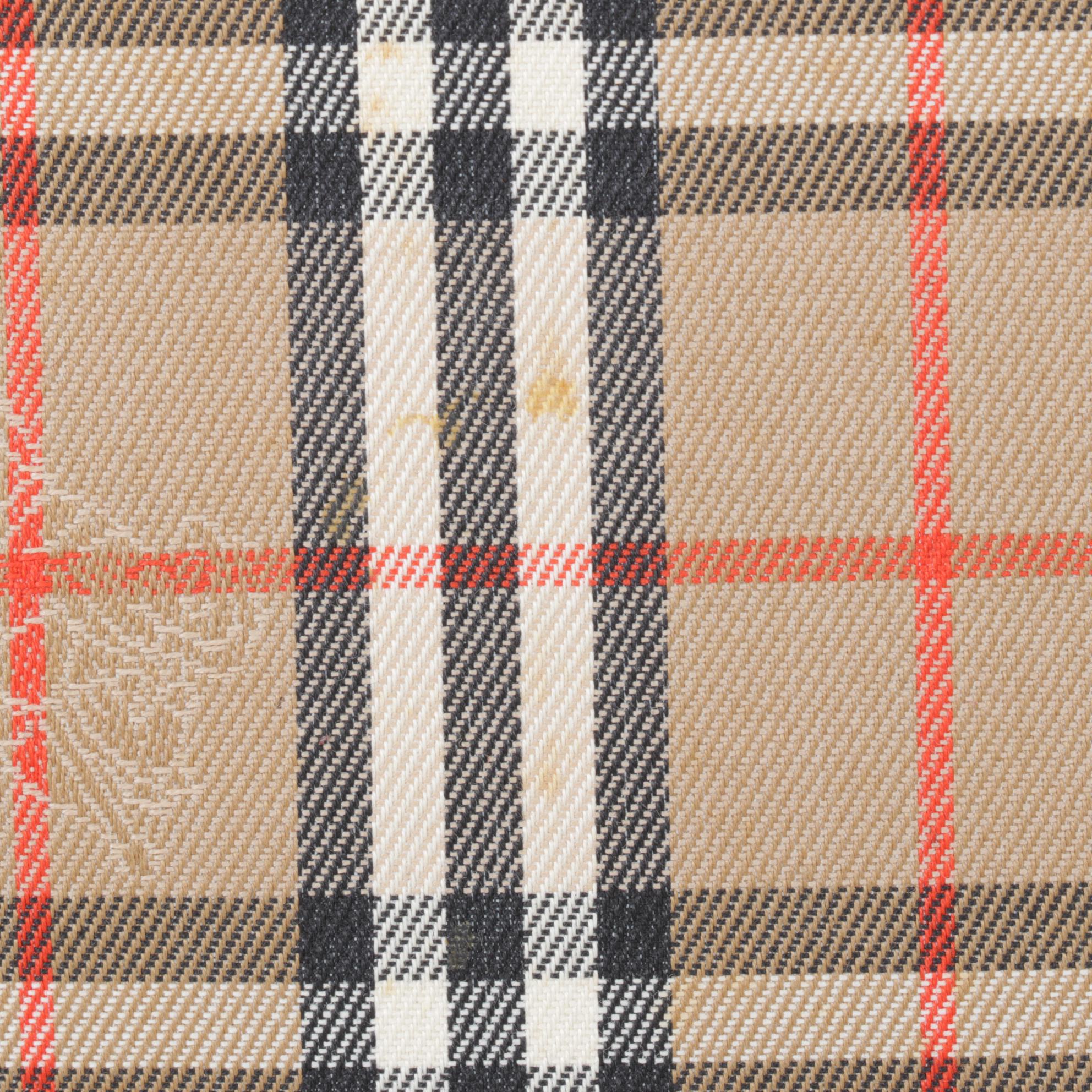 Burberry Haymarket Check Canvas Zip Tote with Brown Saffiano Leather Trim