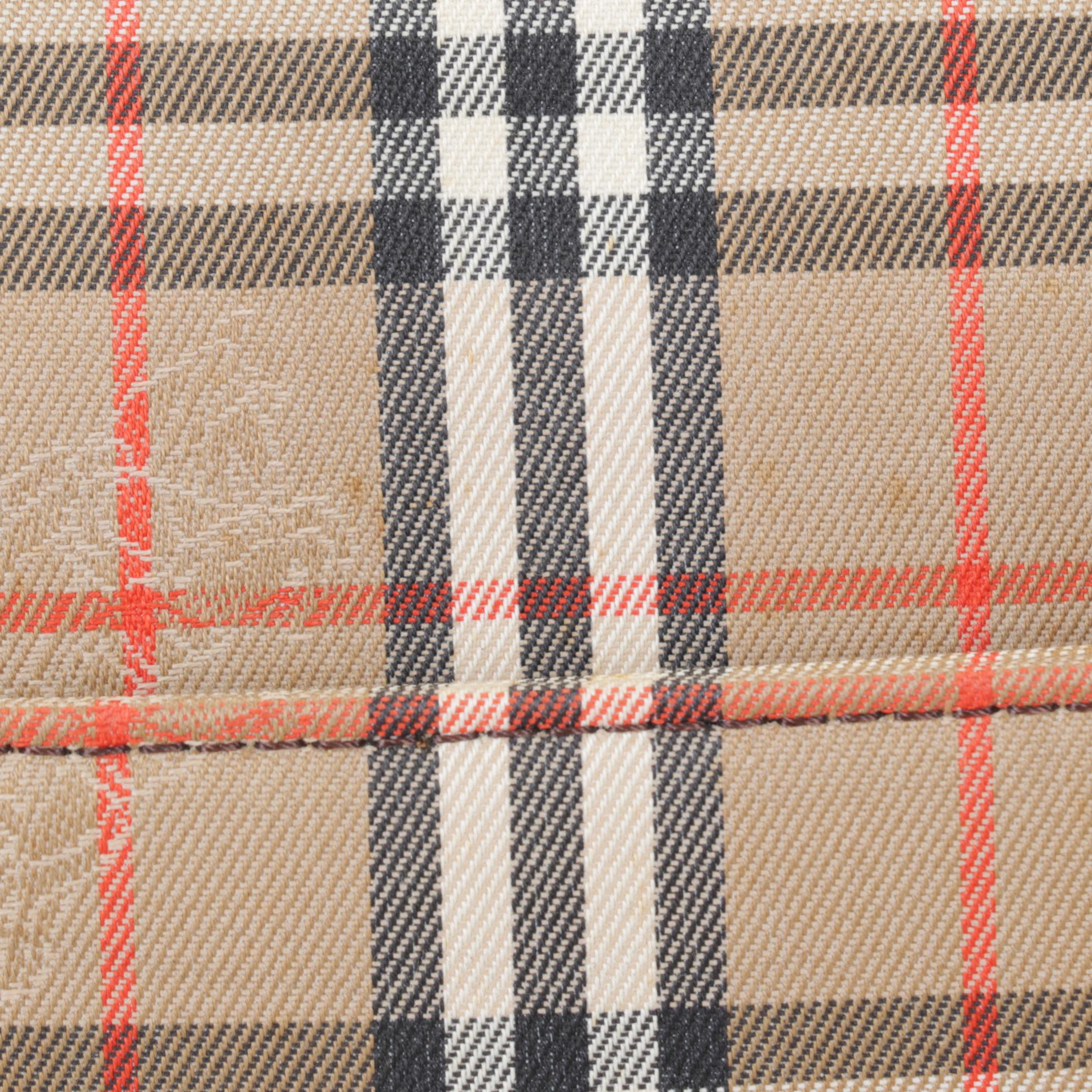 Burberry Haymarket Check Canvas Zip Tote with Brown Saffiano Leather Trim