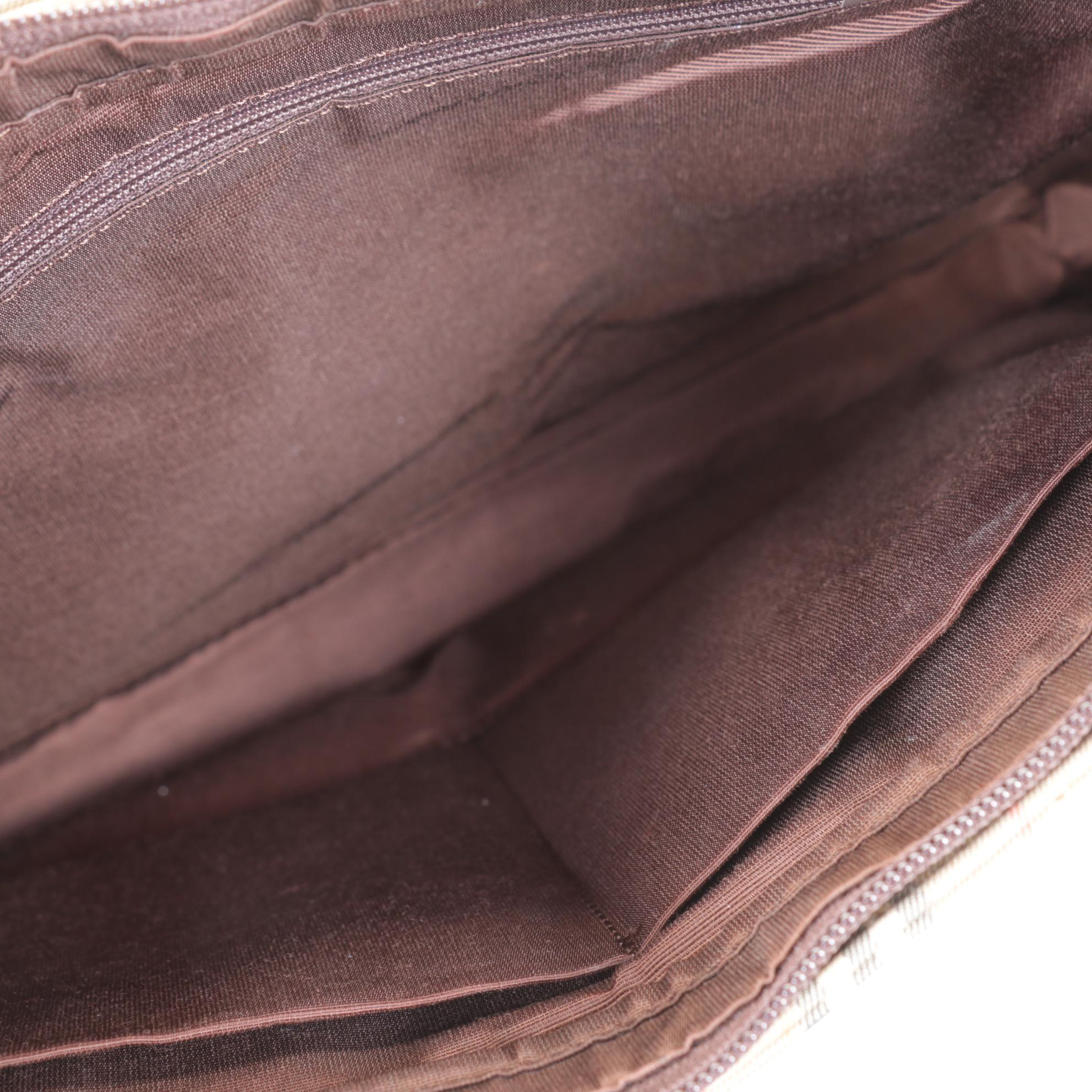 Burberry Haymarket Check Canvas Zip Tote with Brown Saffiano Leather Trim