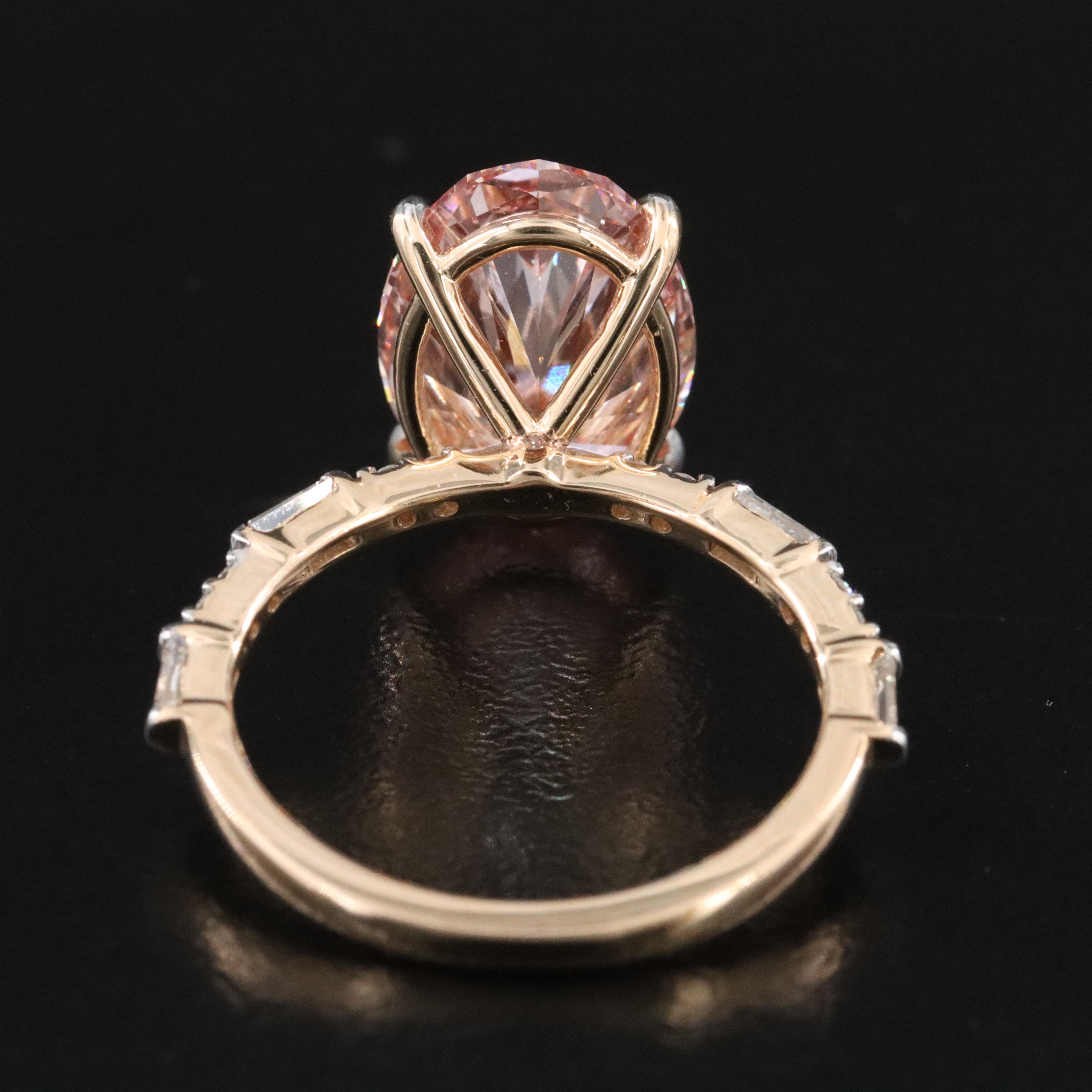14K 5.31 CTW Lab Grown Diamond Ring with IGI Report and Fancy Pink Center