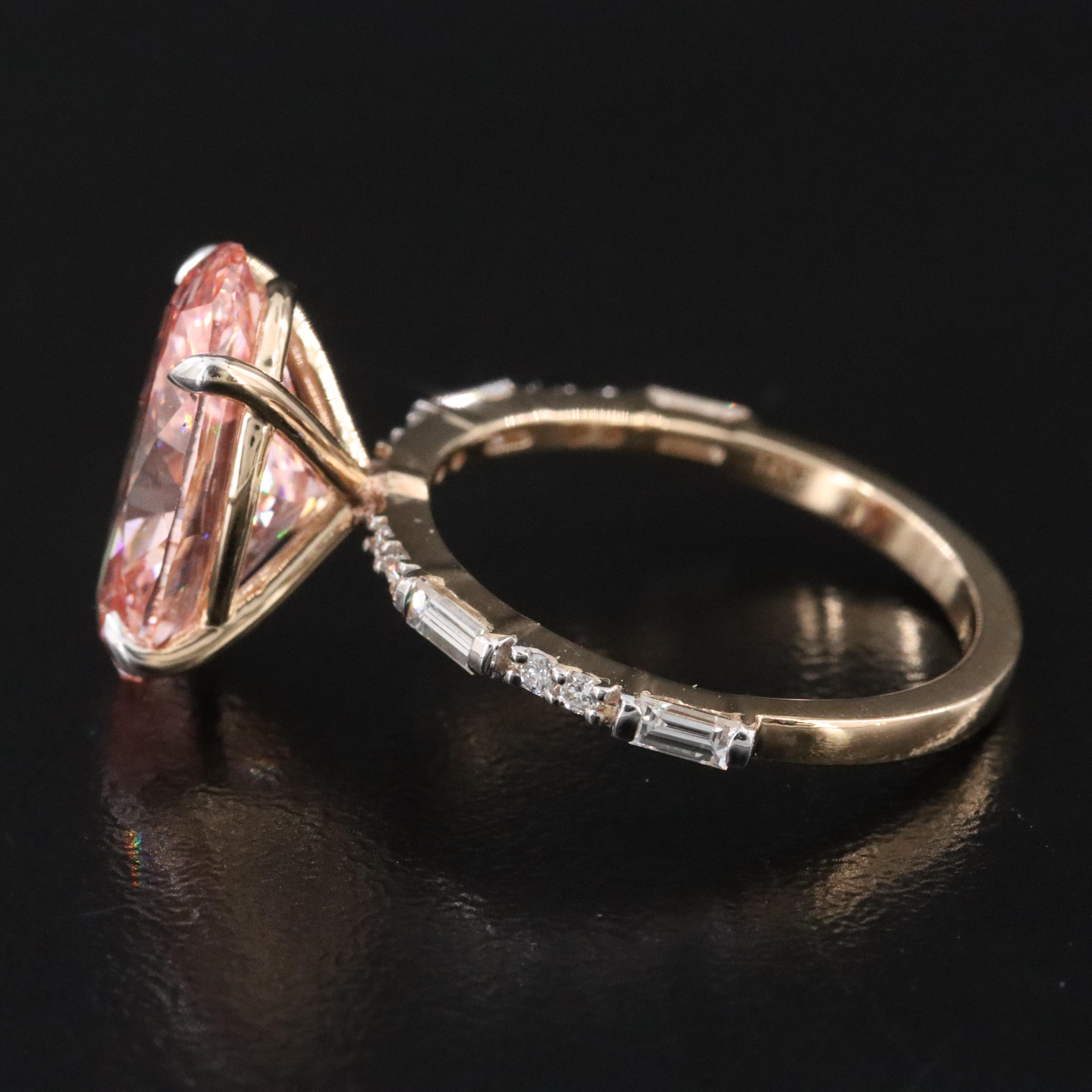 14K 5.31 CTW Lab Grown Diamond Ring with IGI Report and Fancy Pink Center