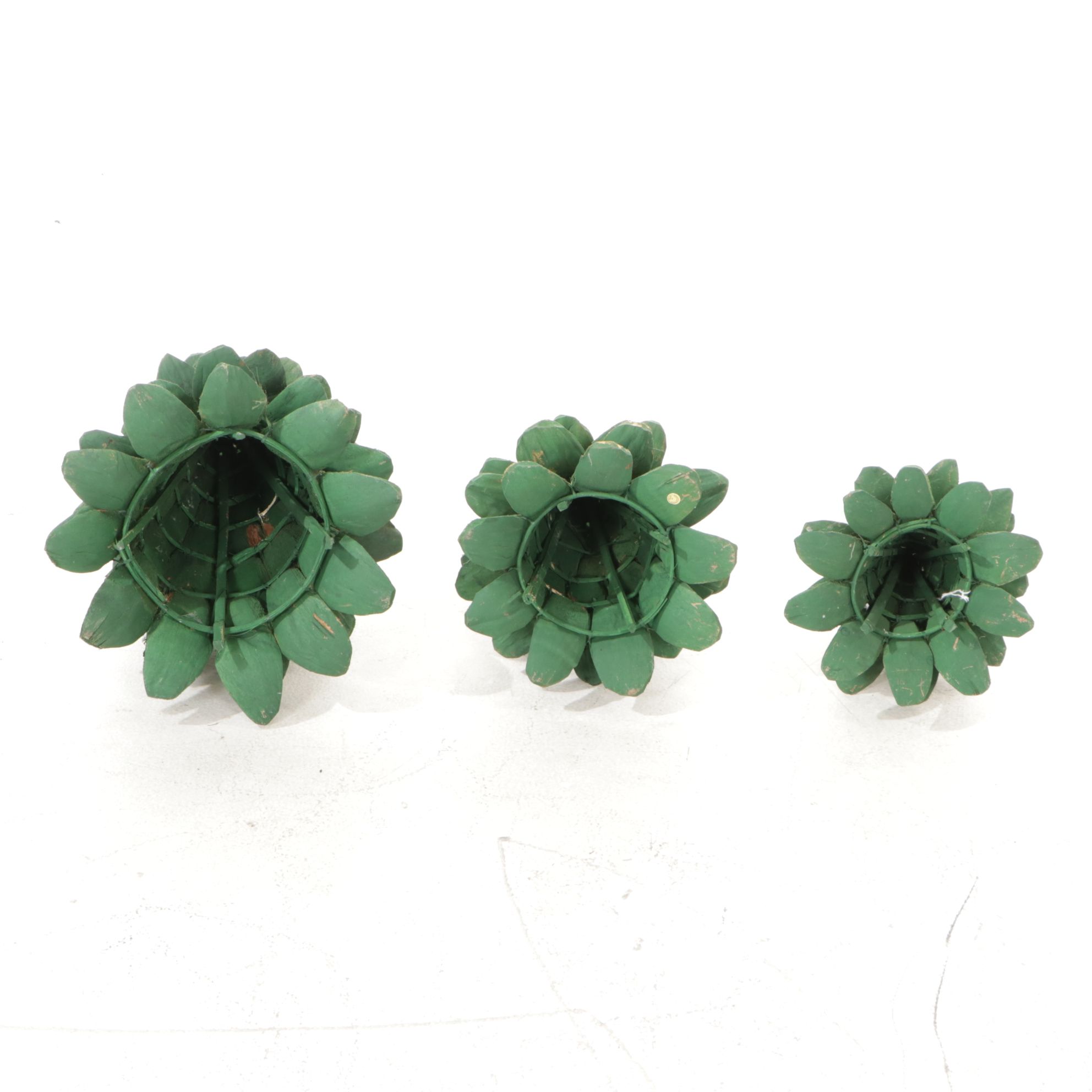 Coconut Shell Christmas Trees with Gold Paint and Coir Doormat