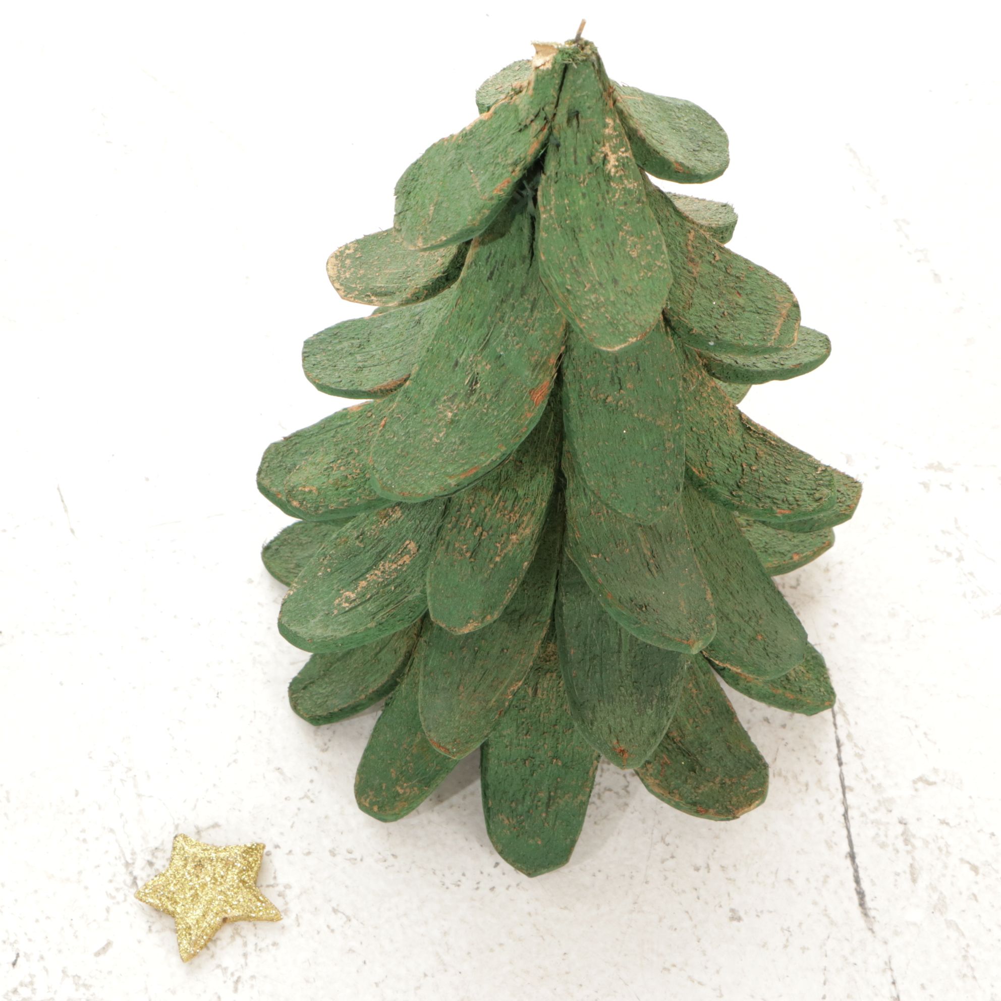 Coconut Shell Christmas Trees with Gold Paint and Coir Doormat