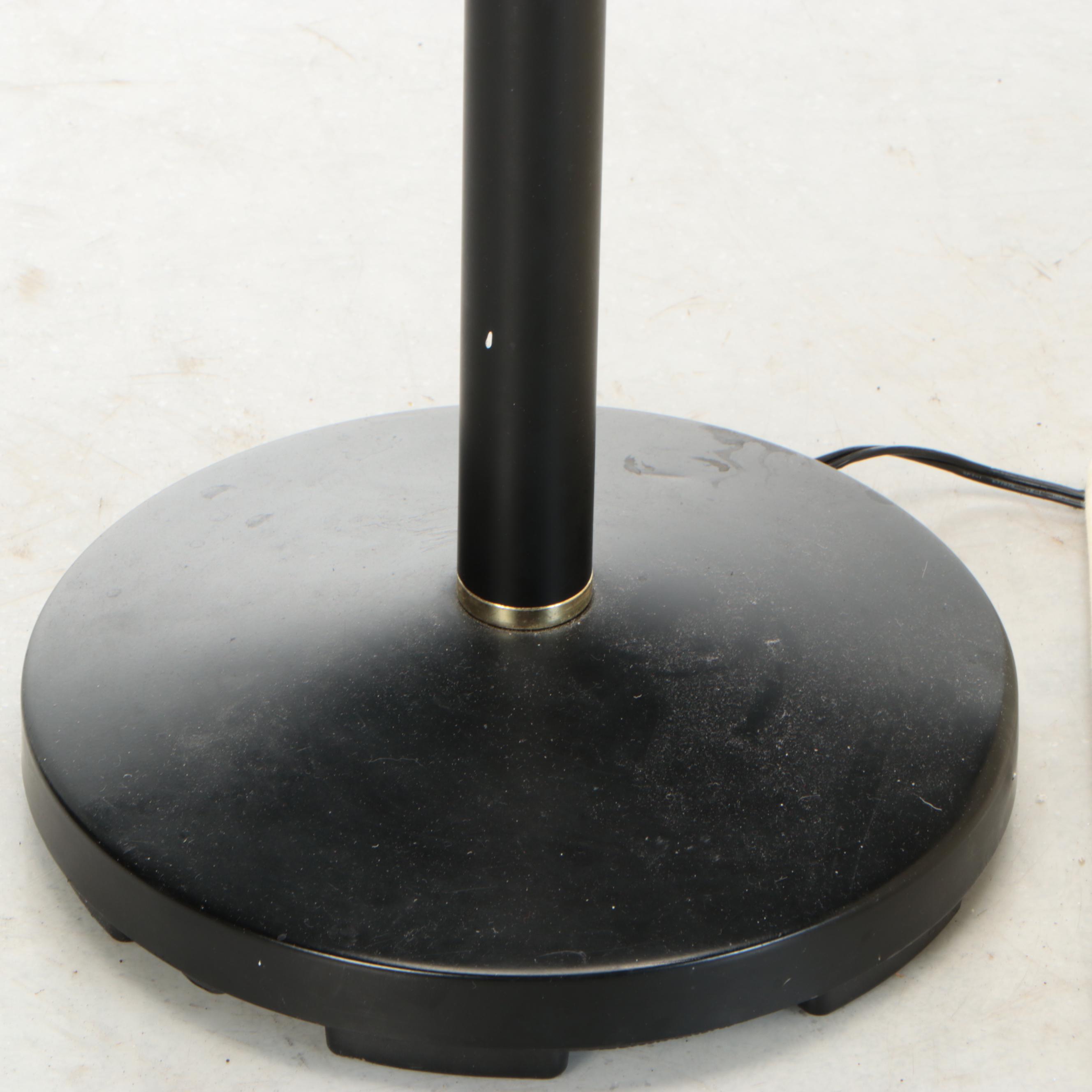 Postmodern Satin Black Torchère Floor Lamp, Late 20th Century