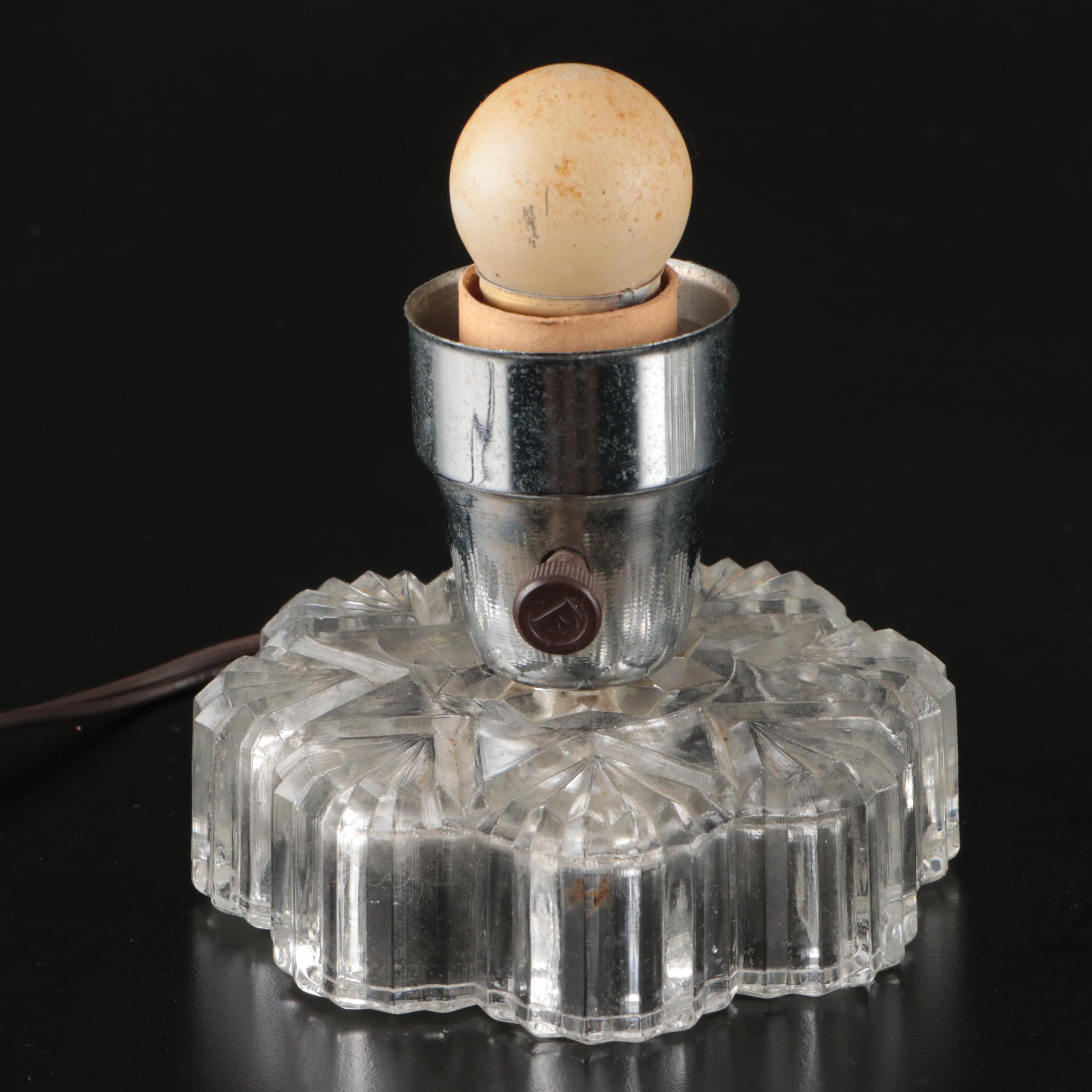 Pair of Art Deco Torpedo Glass Boudoir Lamps