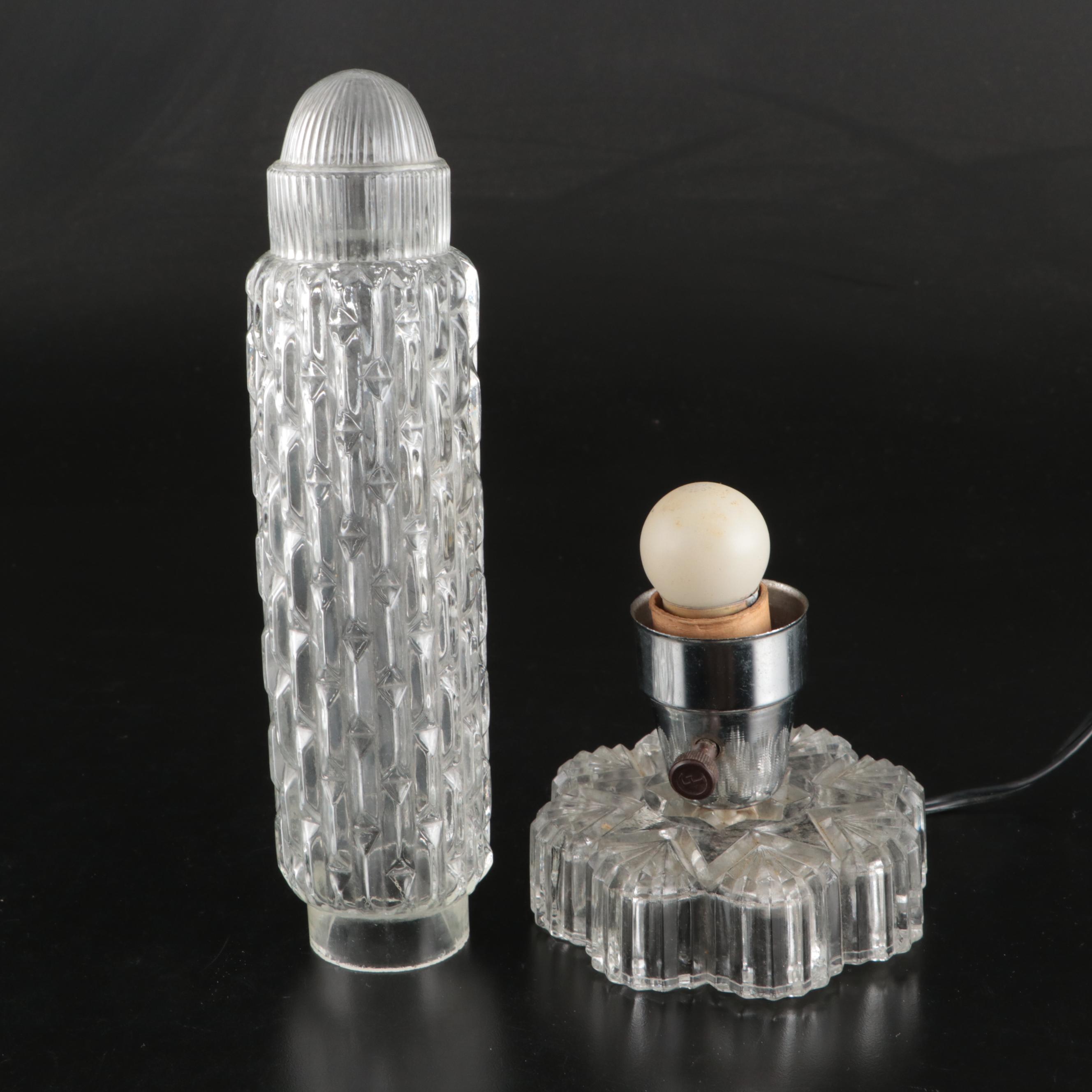 Pair of Art Deco Torpedo Glass Boudoir Lamps