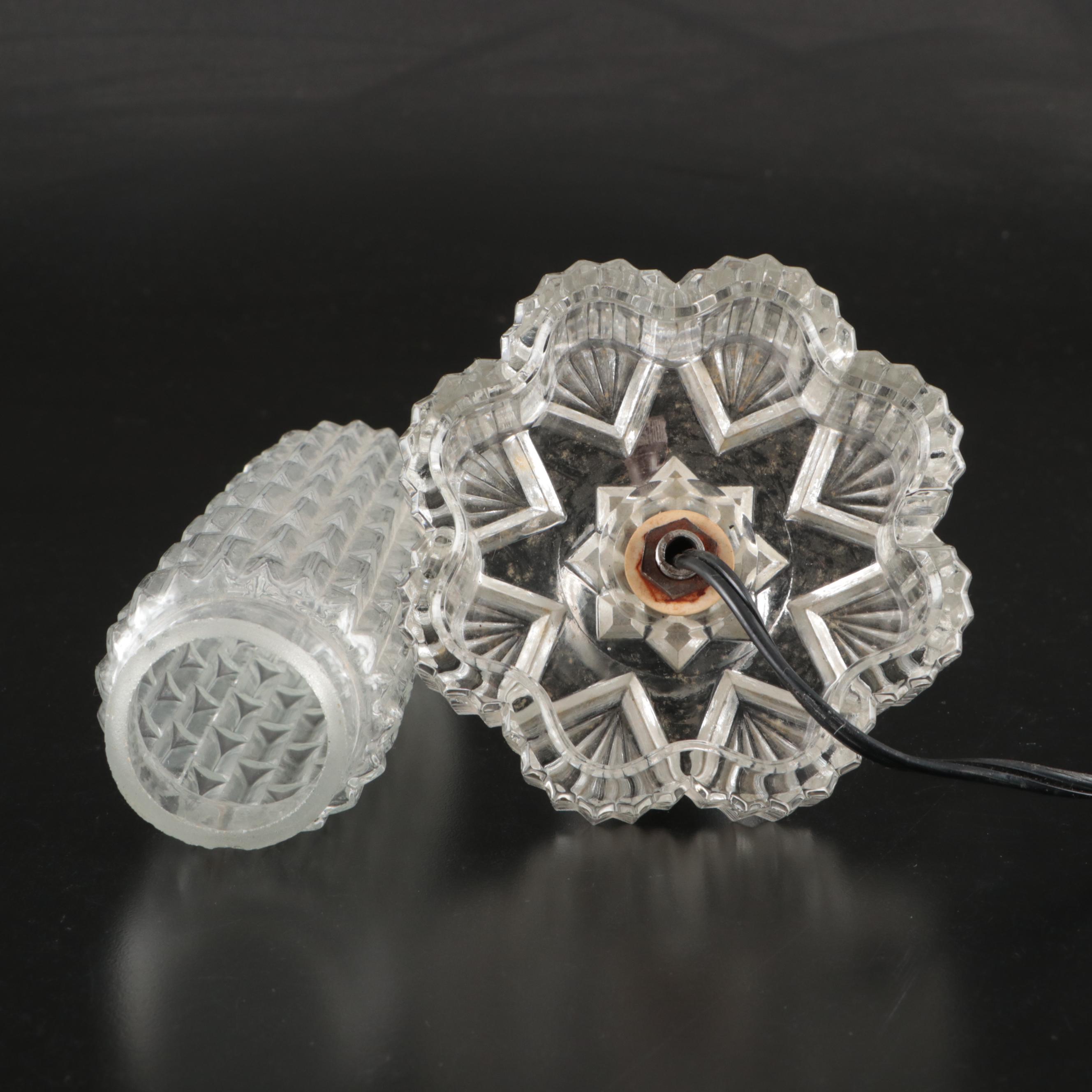 Pair of Art Deco Torpedo Glass Boudoir Lamps