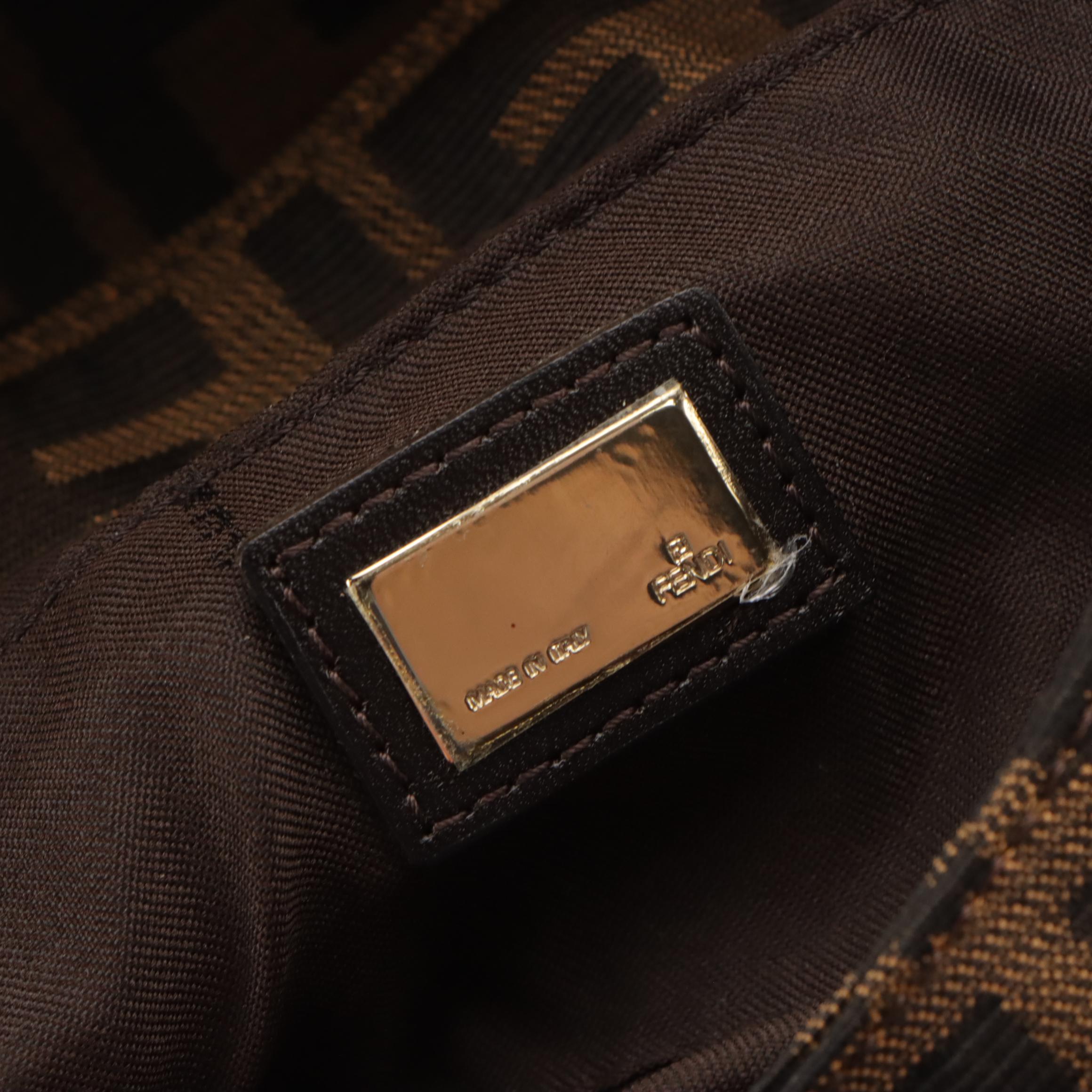 Fendi Chef Baguette Shoulder Bag in Zucca Jacquard Canvas and Leather Trim