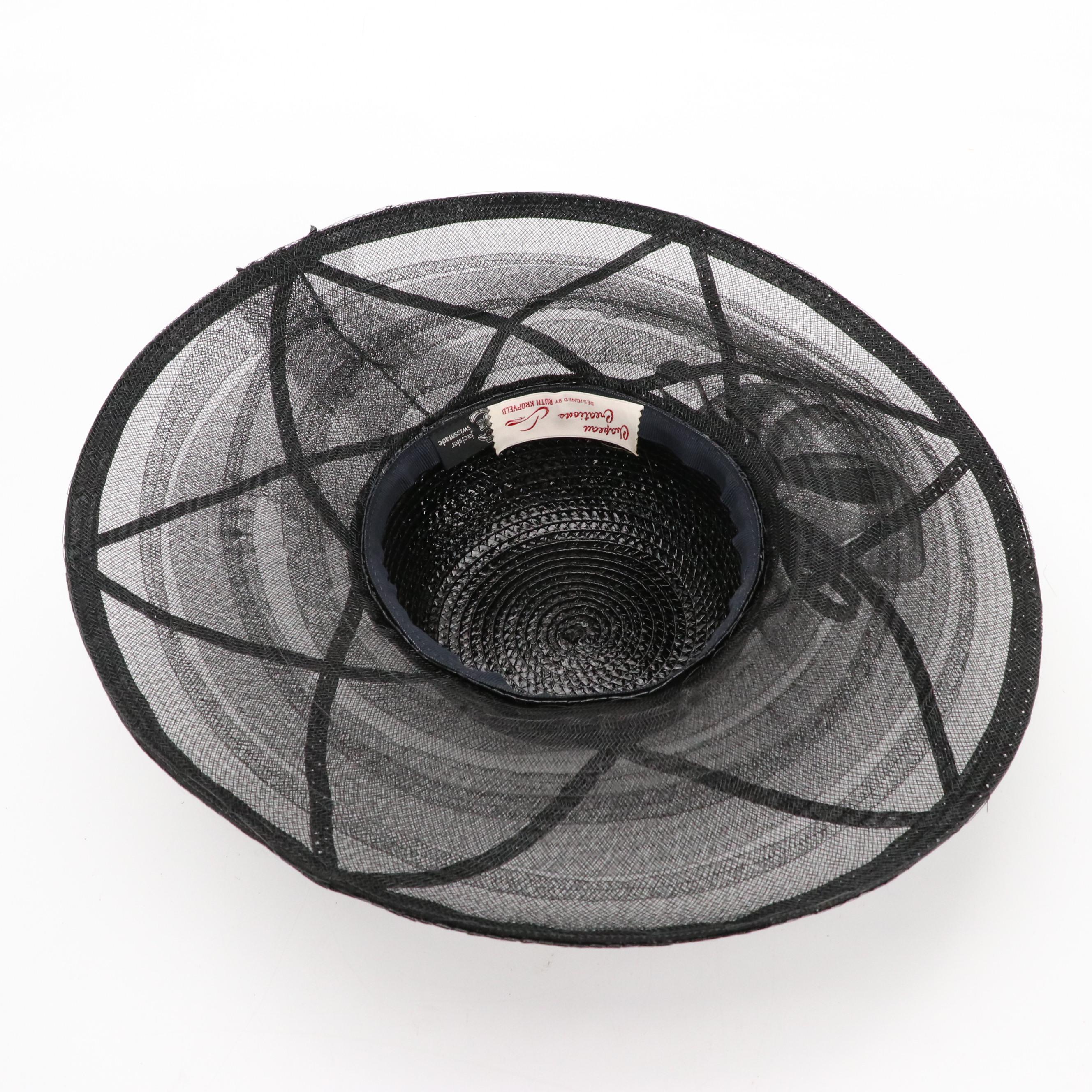 Eric Javits Occasion Hat with Other Wide Brim Hats, Pillbox Hat, and Hat Boxes