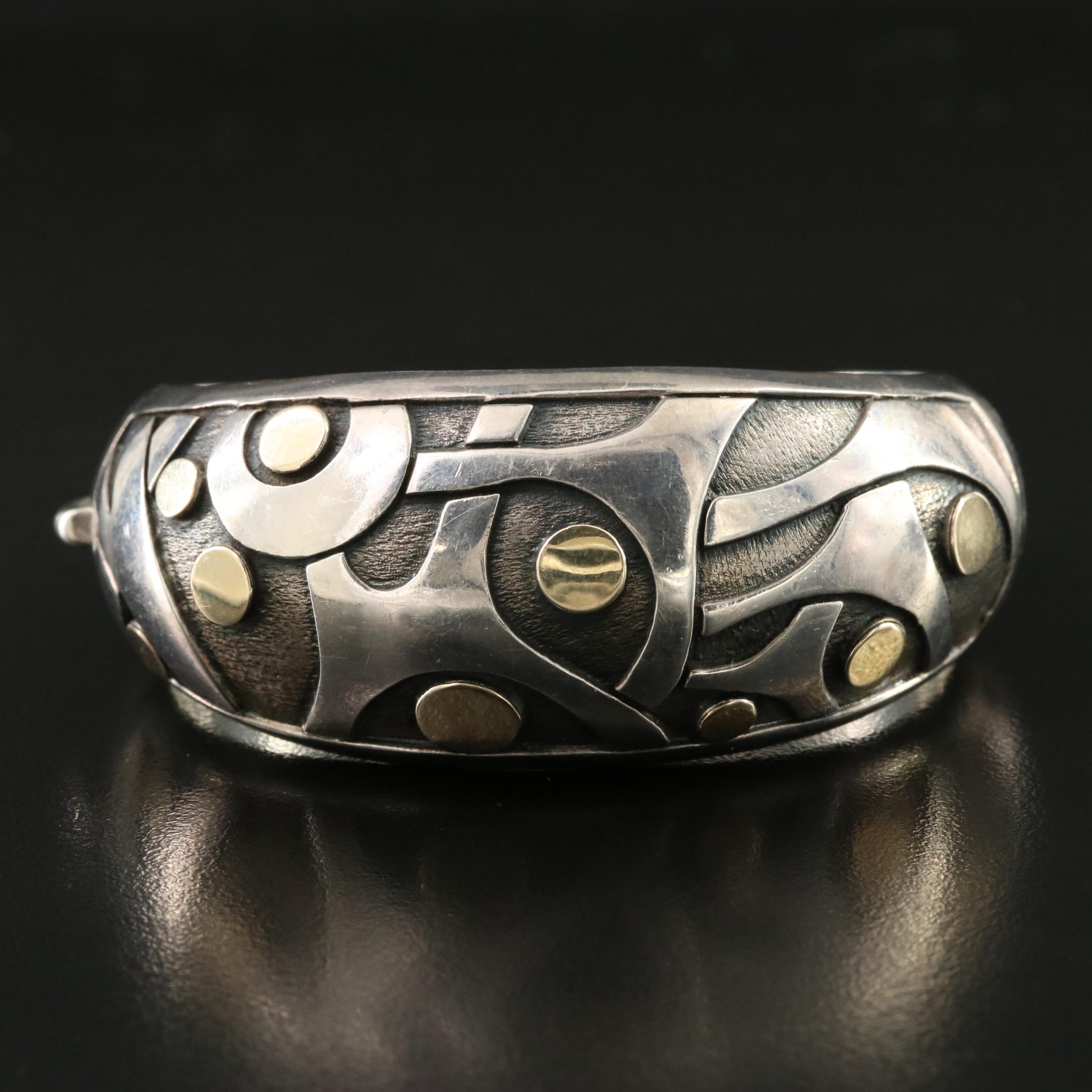 Lanfeld Sterling Hinged Bracelet with 14K Accents