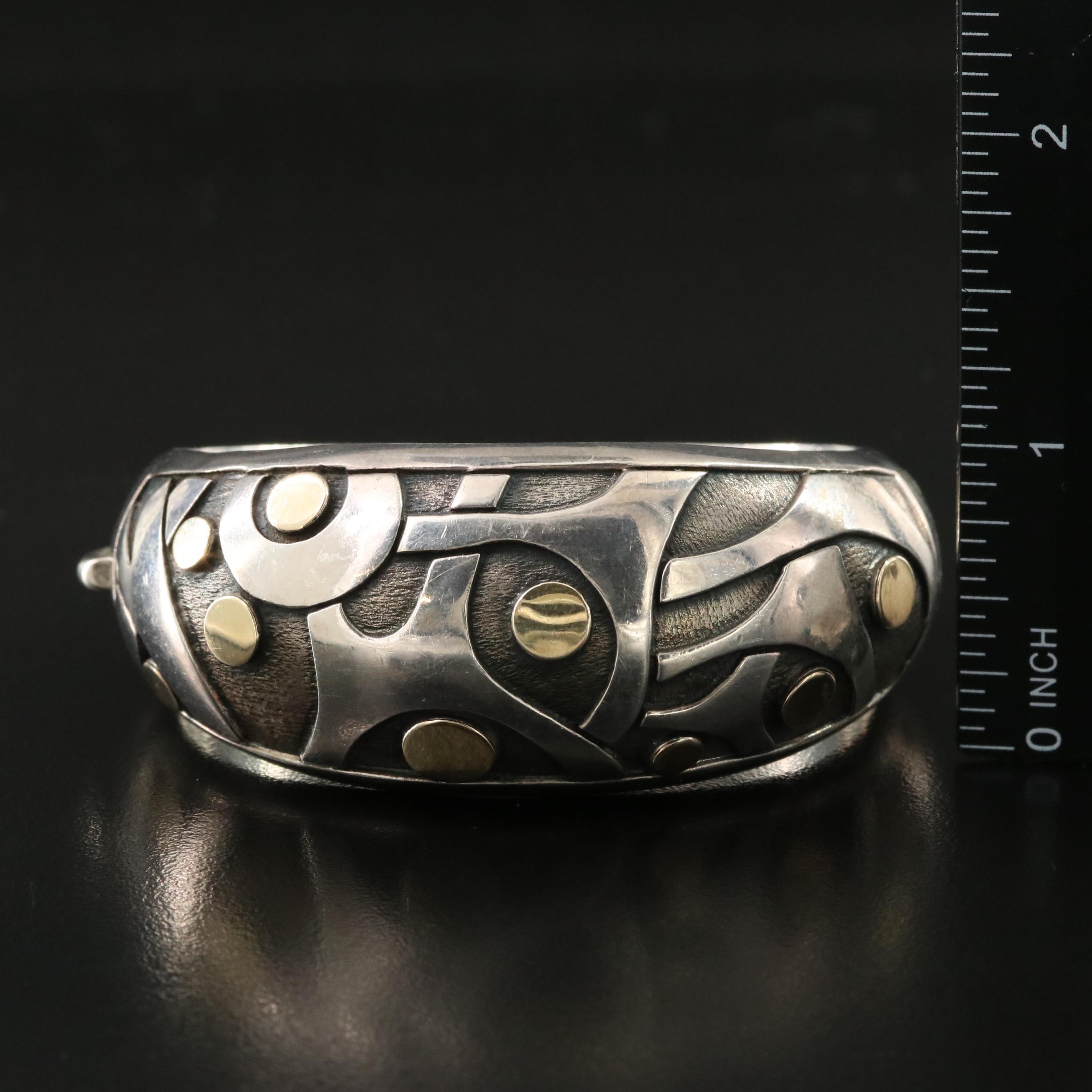 Lanfeld Sterling Hinged Bracelet with 14K Accents