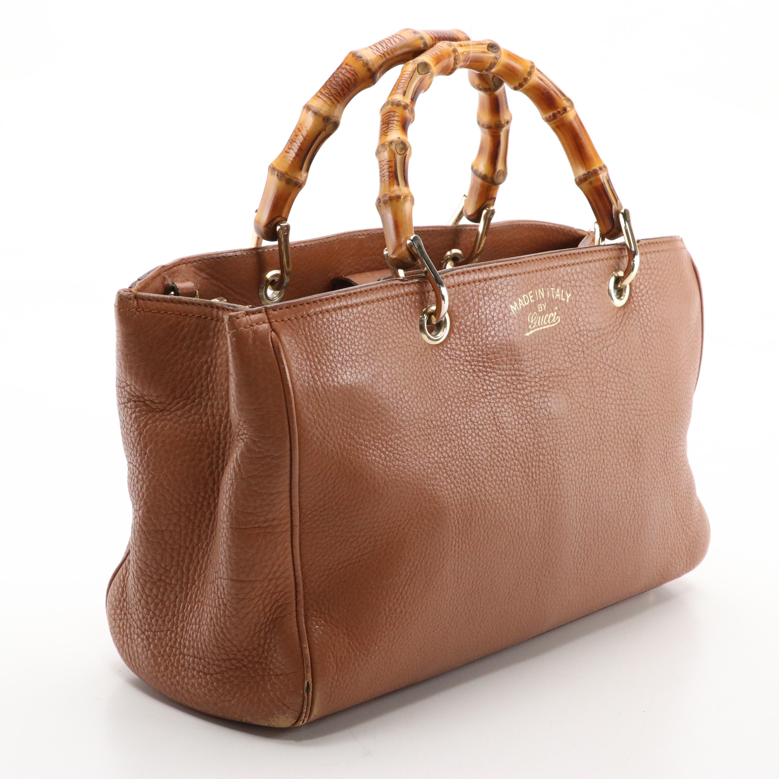 Gucci Bamboo Calfskin Leather Two-Way Shopper Tote