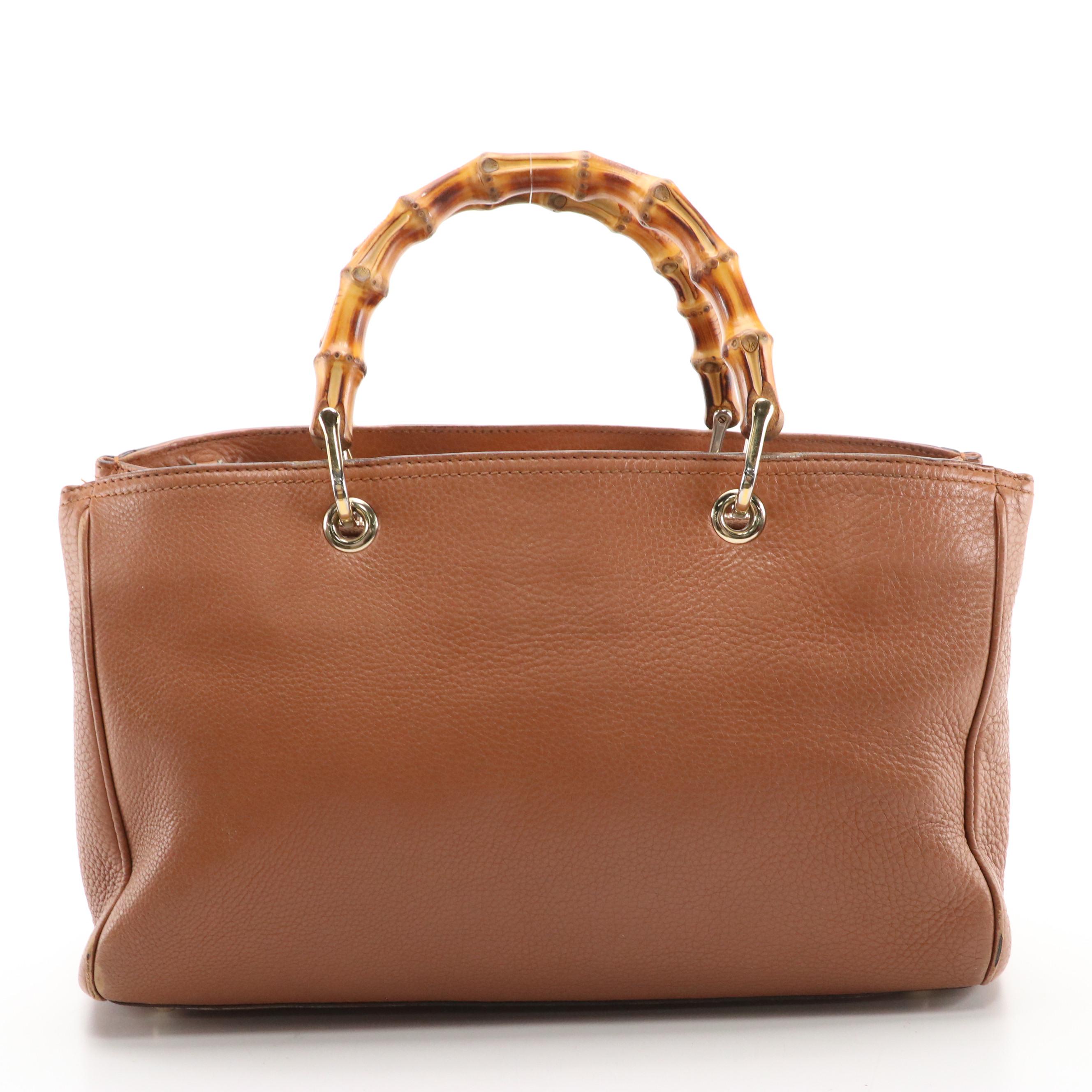 Gucci Bamboo Calfskin Leather Two-Way Shopper Tote