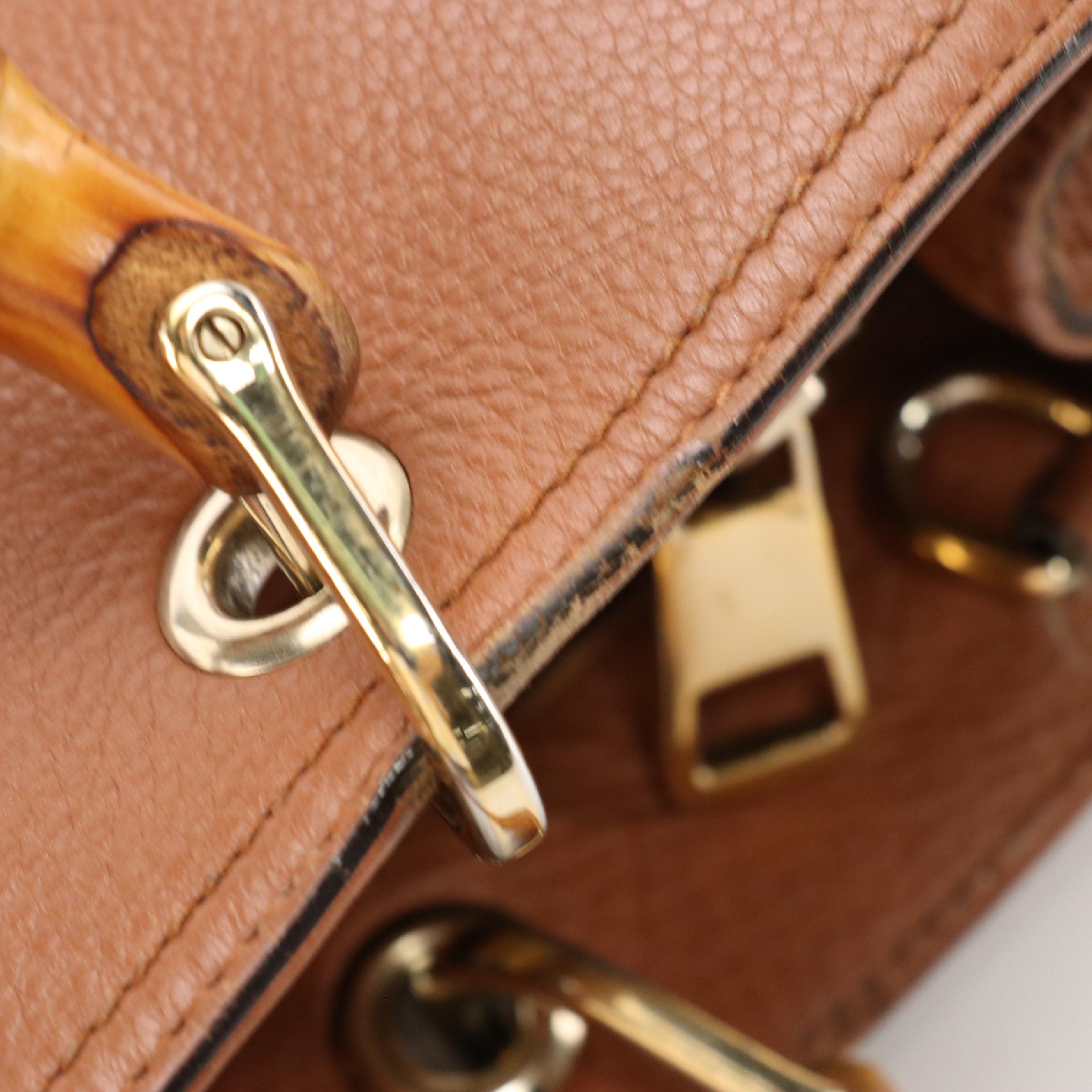 Gucci Bamboo Calfskin Leather Two-Way Shopper Tote