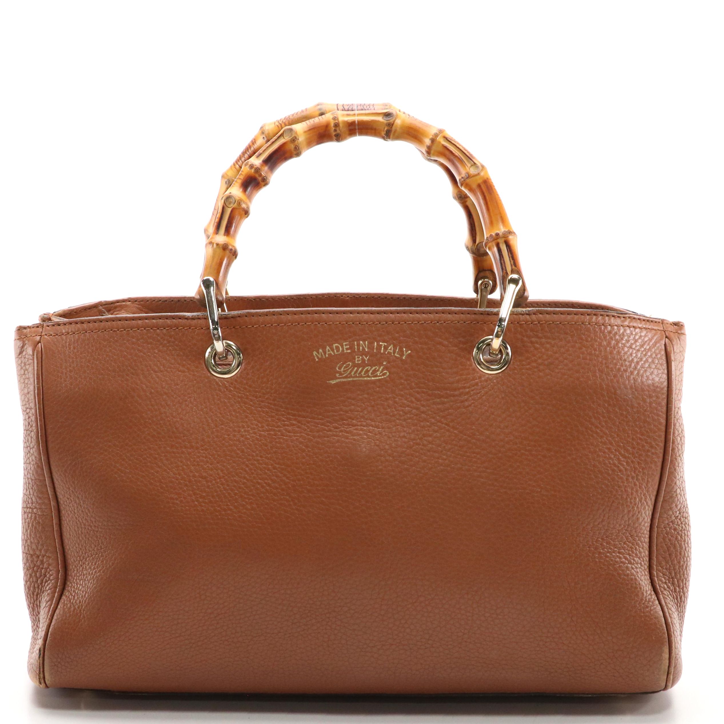Gucci Bamboo Calfskin Leather Two-Way Shopper Tote